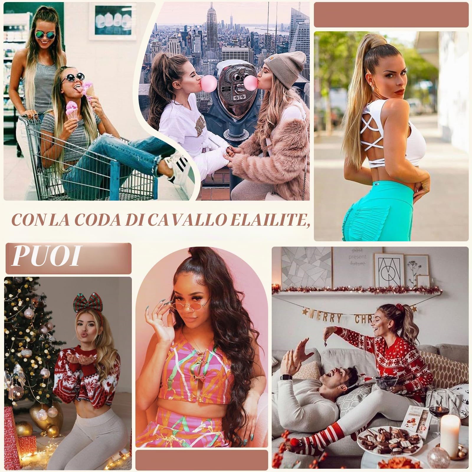 Elailite Coda Capelli Veri Extension con Clip Coda di Cavallo Ponytail Wrap Around Fascica Unica Human Hair Lisci