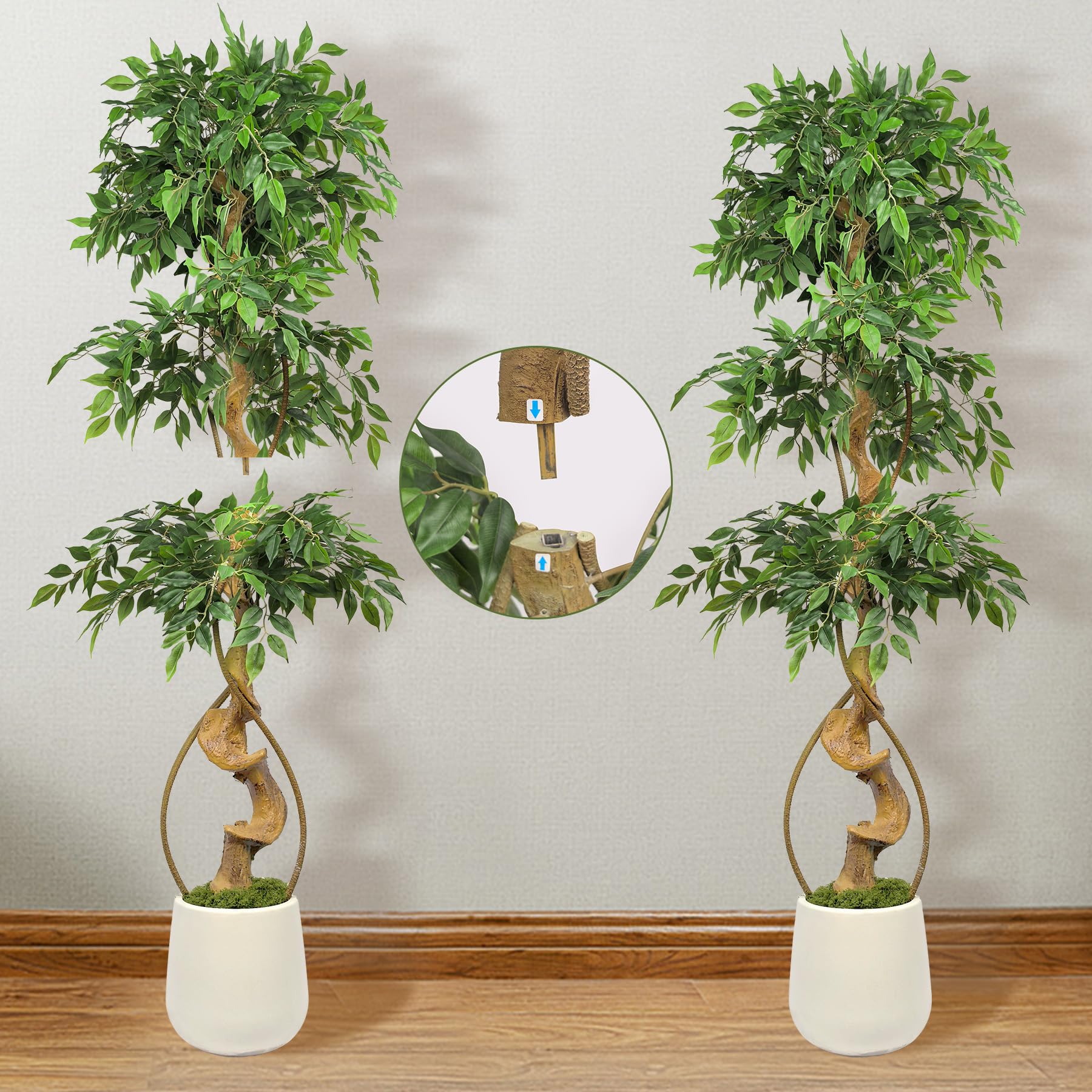 Piante Finte Grandi, Albero di Baniano Pianta Finta Alta da 180 CM, Piante Finte Che Sembrano Vere, Piante Artificiali Adatte per Interno, Esterno, Casa, Ufficio, Giardino, Decorazione