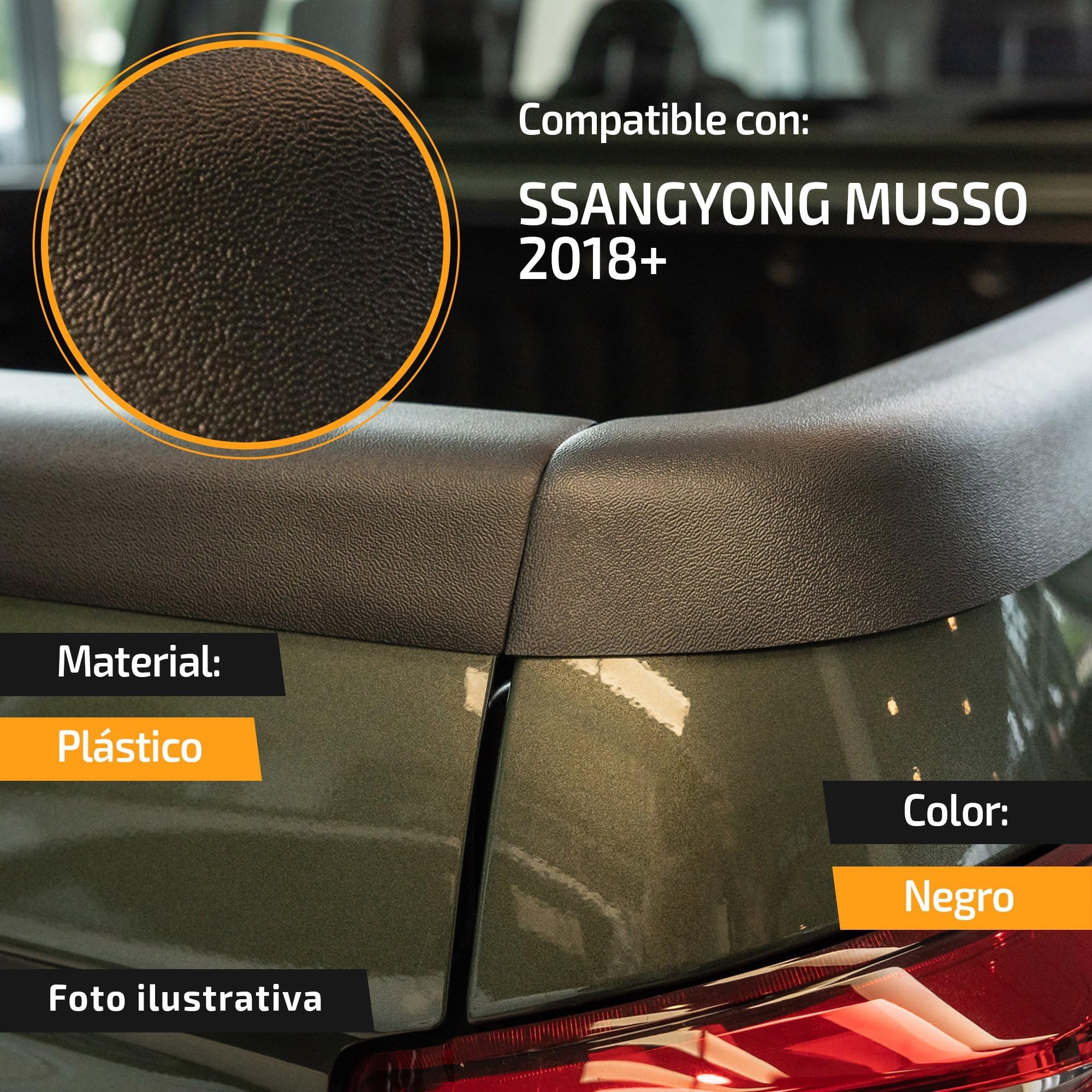 CHROMEMASTER Cubierta del Borde para la Superficie de Carga del Pick-up Compatible con SsangYong Musso 4D 2018+ | Tira Protectora para el Borde de Carga; Protección contra Rayones y Daños a la Solapa
