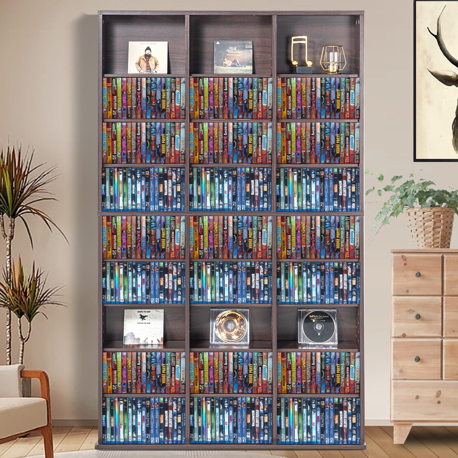 VEVOR Armadietto Portaoggetti Multimediale, Ripiano per DVD a 9 Strati, Contenere Fino a 756 CD, Ripiani CD Regolabili 27 Scomparti, Protegge Organizza Collezioni di Musica Film Videogiochi Cimeli