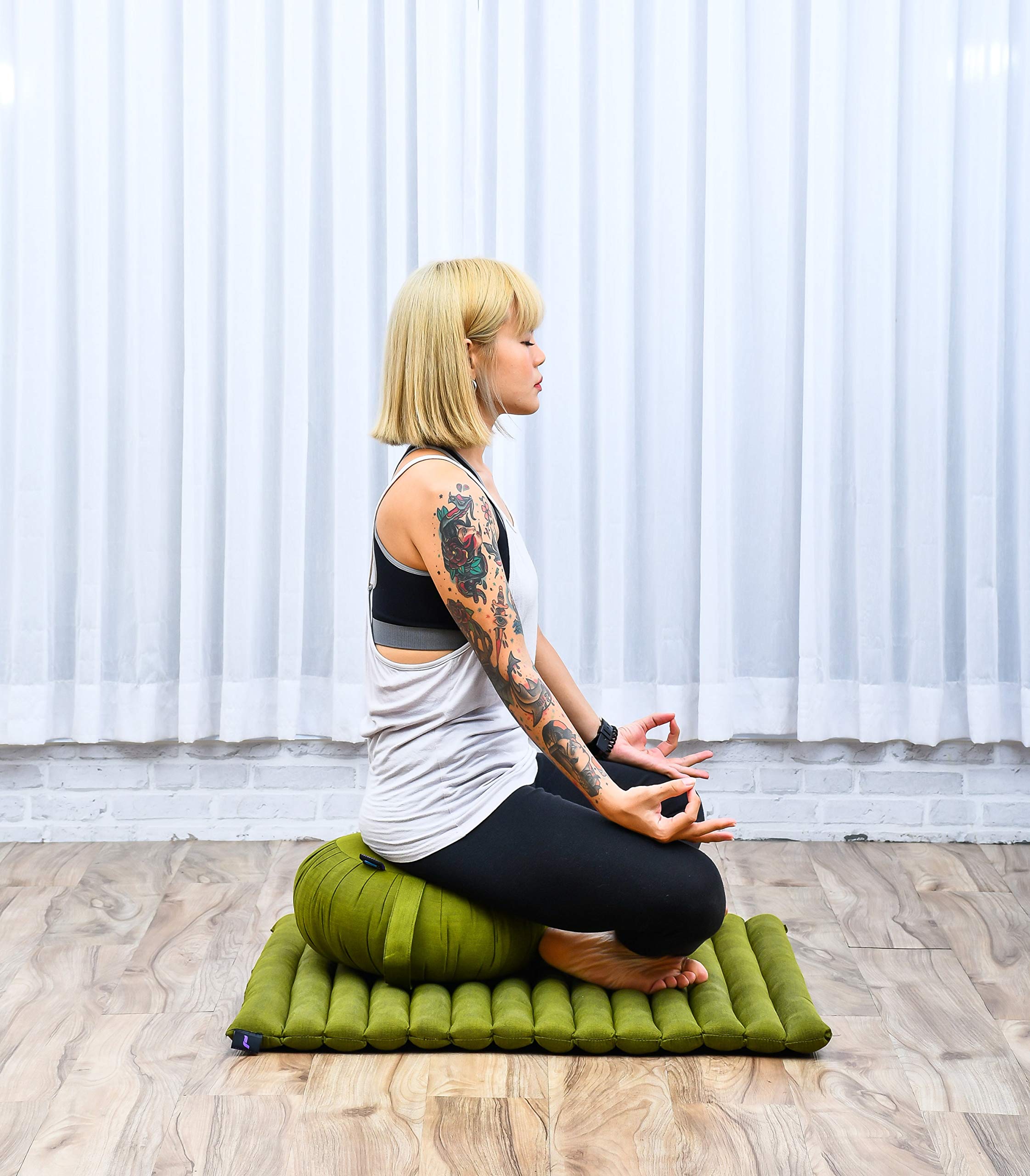 Leewadee Set Meditazione Zafu & Zabuton - Cuscino Meditazione Kapok Yoga Zen Zazen