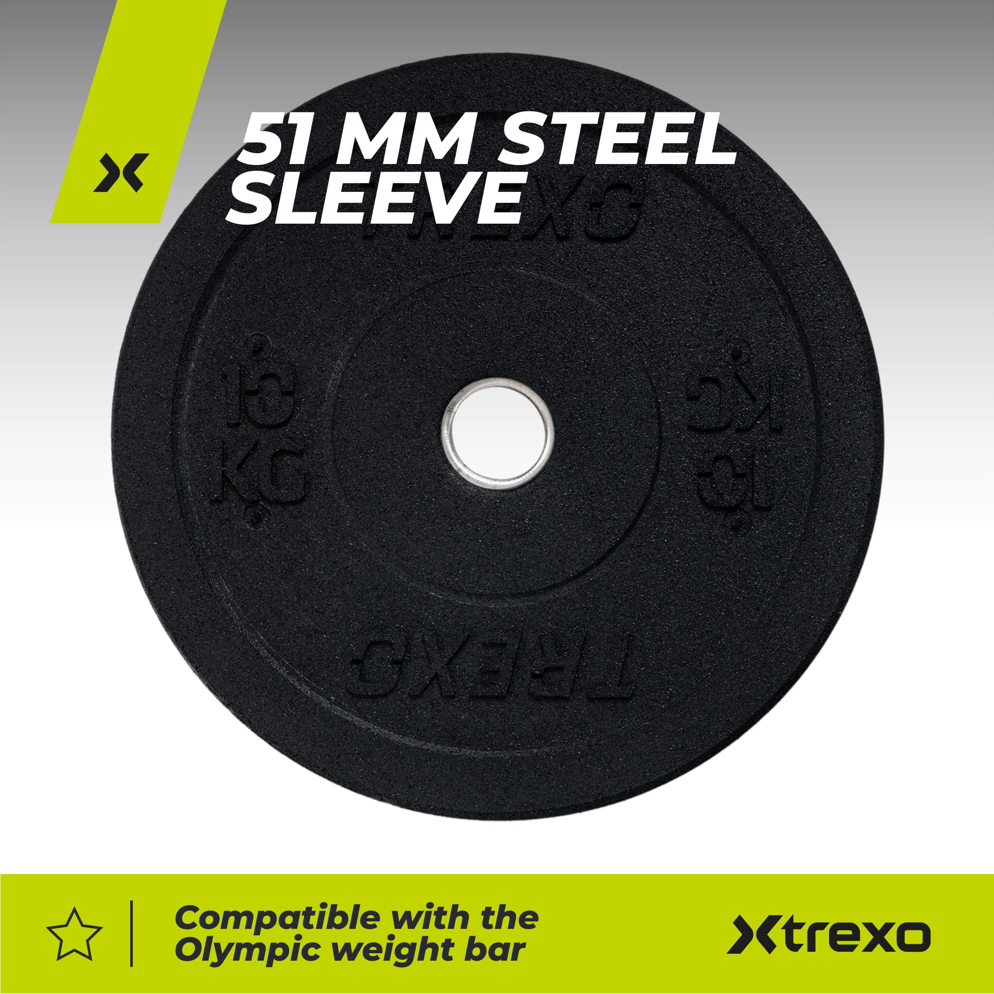 TREXO Olympic Bumper Hantelscheibe Gummiertes Material für Langhantel 50 mm Durchmesser Langlebige FitnessScheibe Krafttraining Crossfit