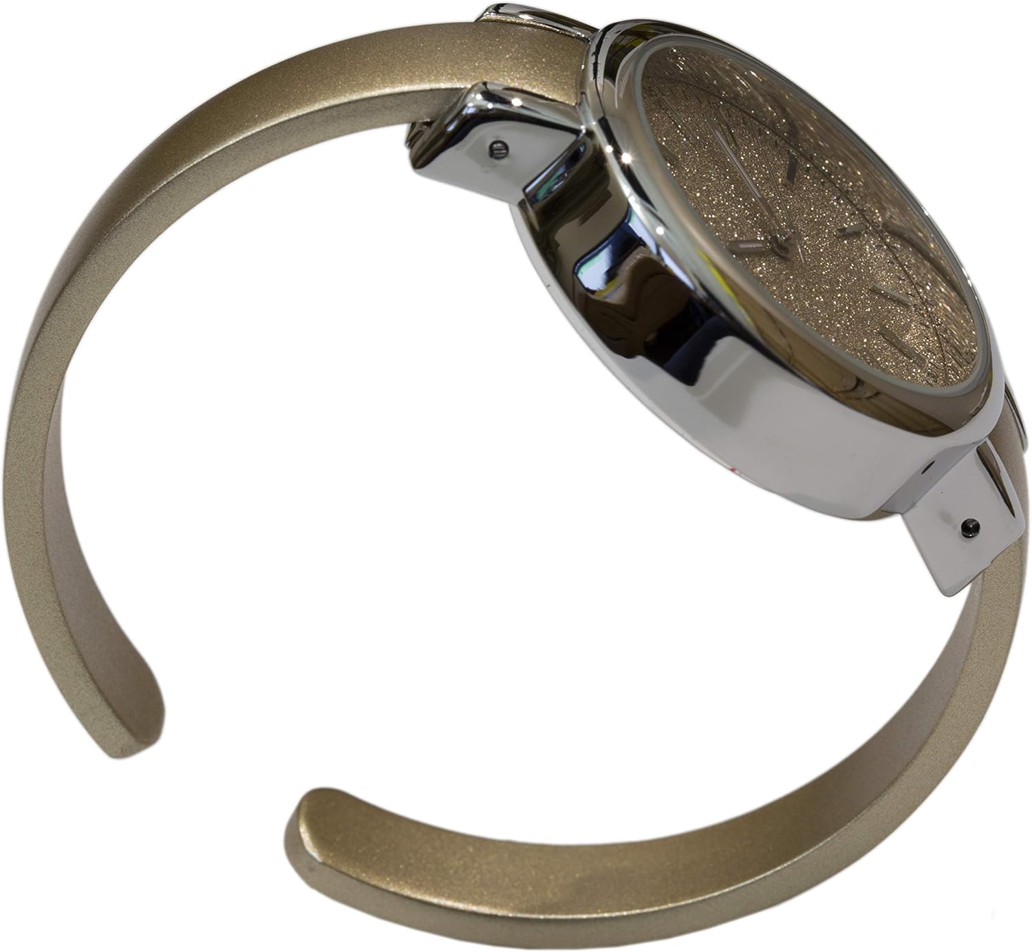 Blekon Collections Japanese Quartz Women's 33mm Case Sparkly Dial Solid Metal Cuff Watch