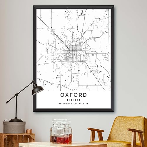 Mapa de Oxford, Ohio, Light 2 (24x36)