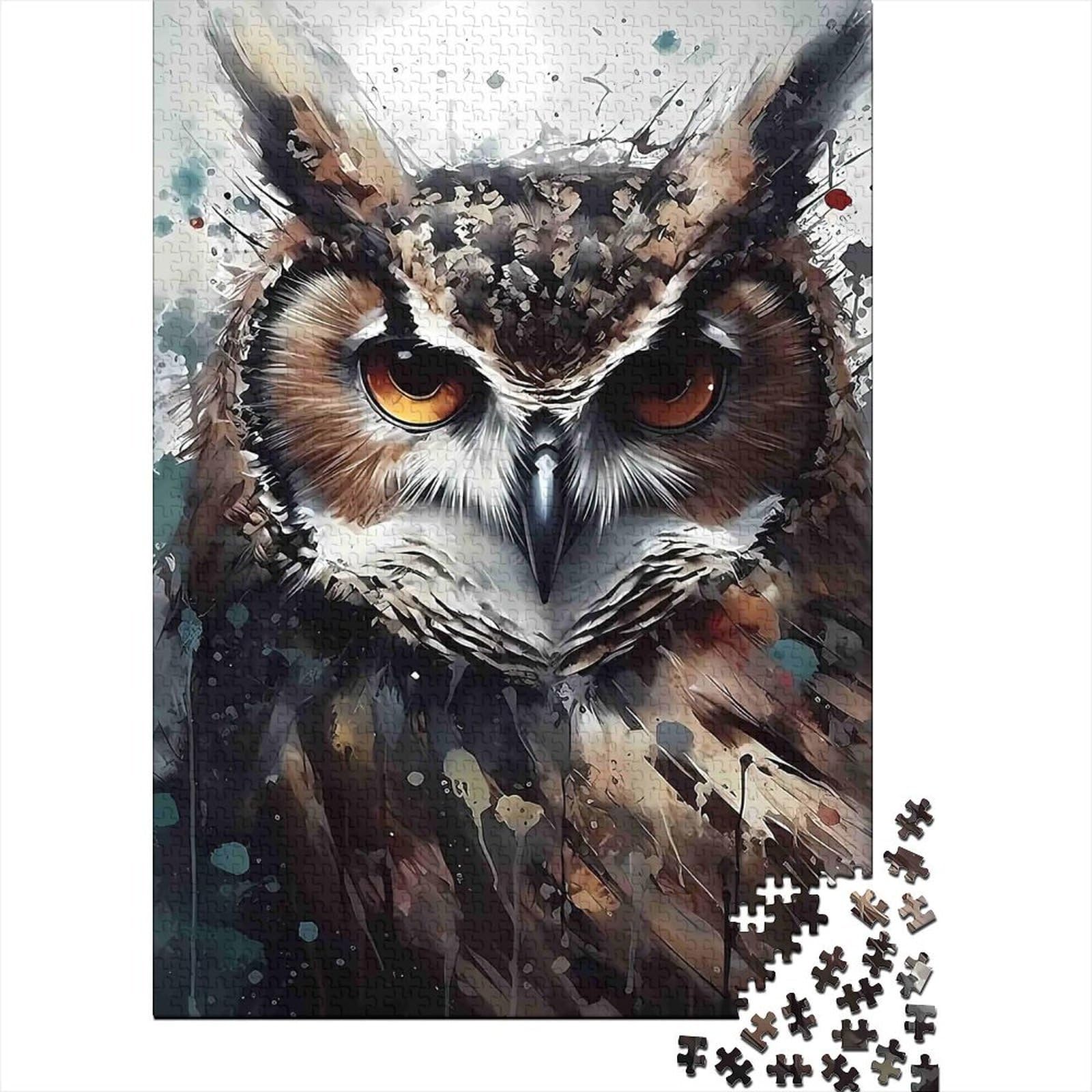 Owl 1000 Piece Jigsaw Puzzle for Adults Watercolor Style Wall Art Decor