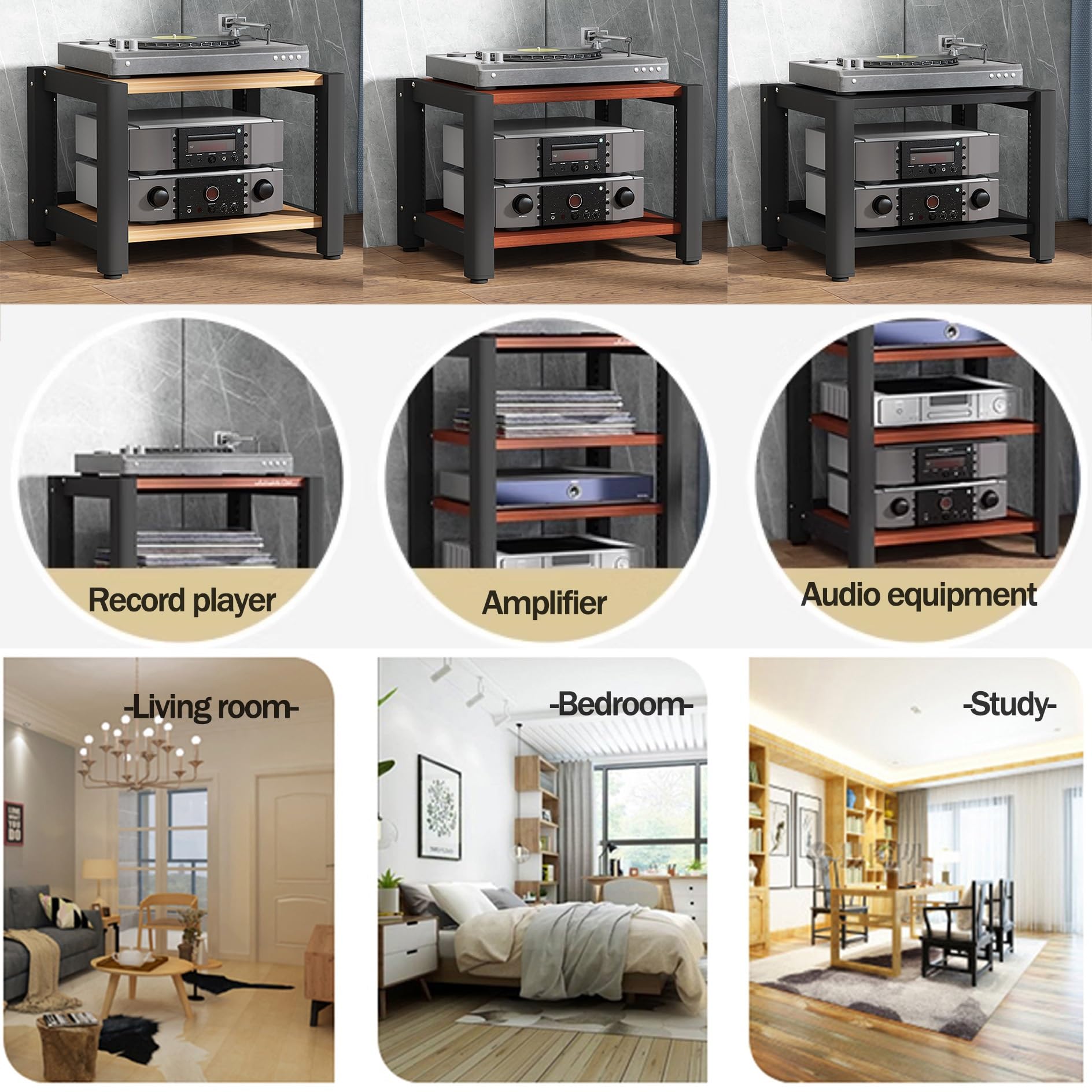 Generico Supporto multimediale AV - Mobile Stereo in Legno a 2/3/4/5 Ripiani per Console per Videogiochi, scaffalatura Audio-Video, scaffale per Dvd Hi-Fi, Supporto per TV e proiettore, ripiano Porta