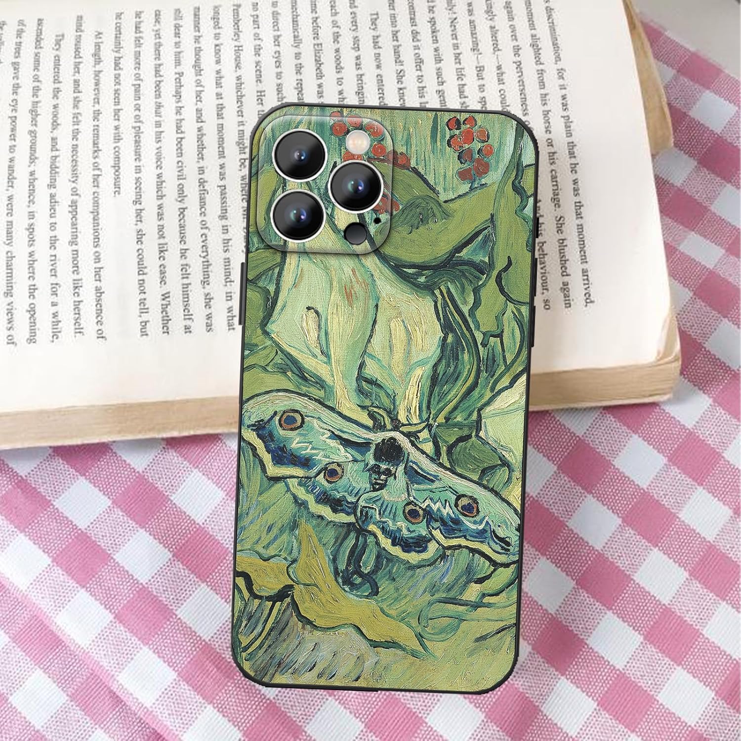 Compatible with iPhone 16 Pro Case, Vintage Insects Great Peacock Moth by Van Gogh Phone Case for Men Women, Slim Protective Phone Cover - Image 2