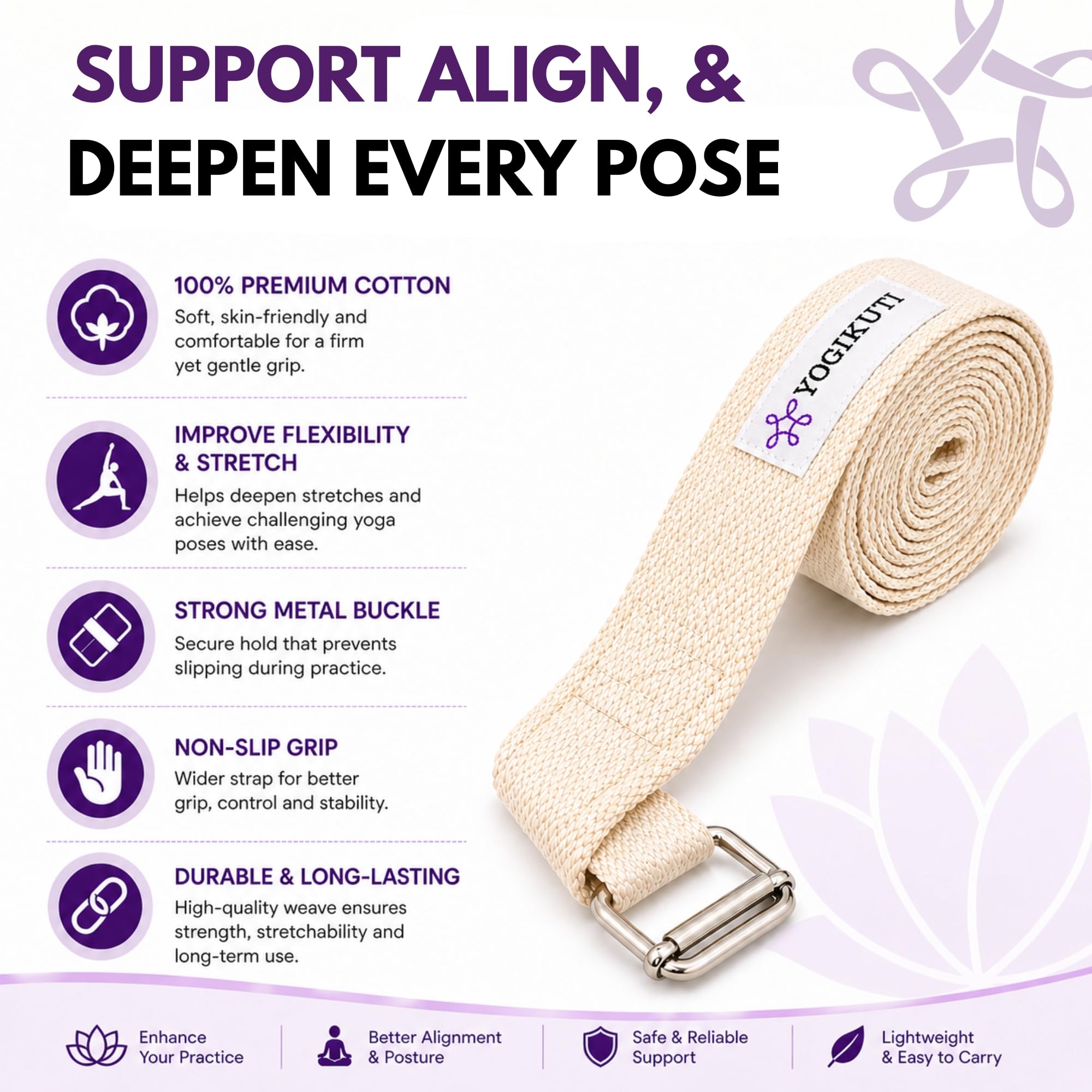 Correa de yoga (9 pies (3 m), blanco)