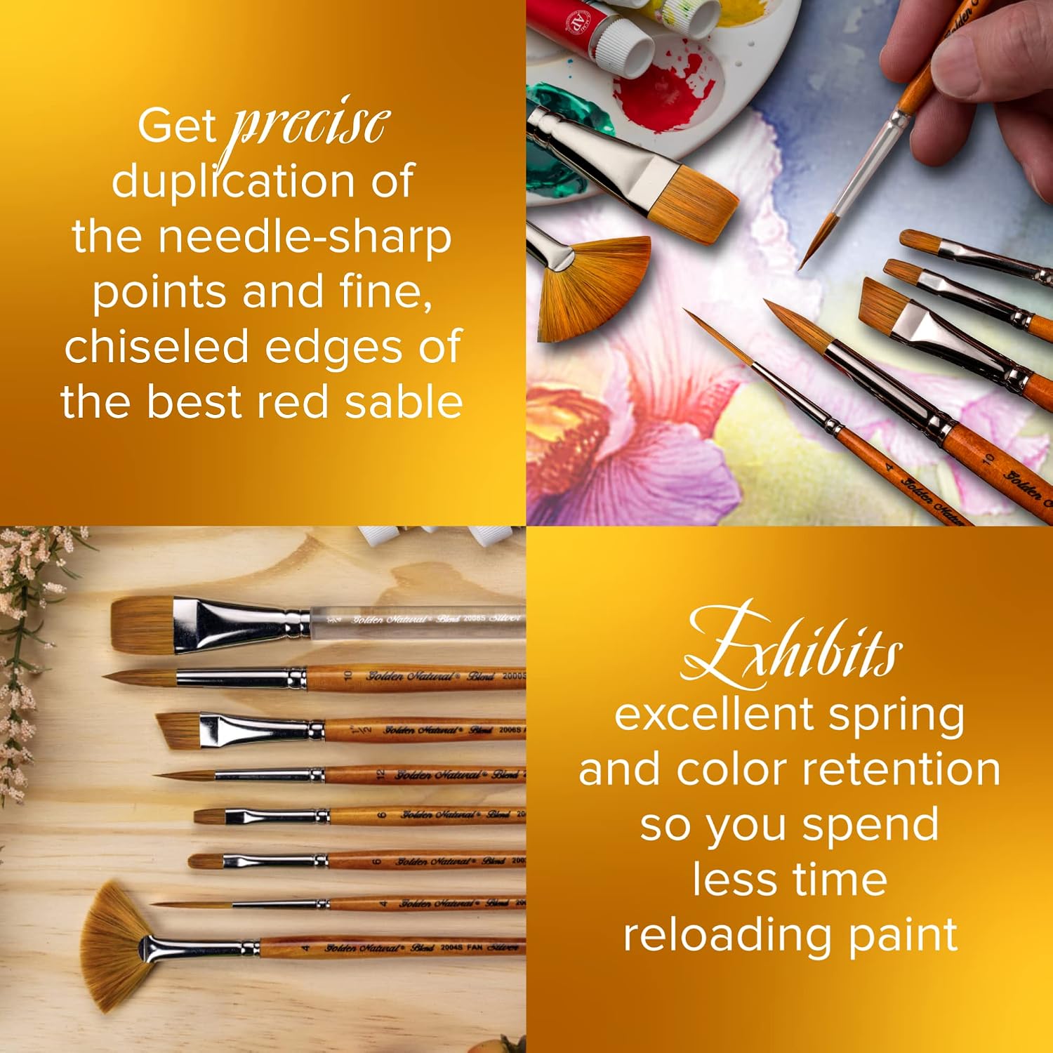 Silver Brush Limited, Golden Natural, Script Paint Brush - Short Handle, Size 0