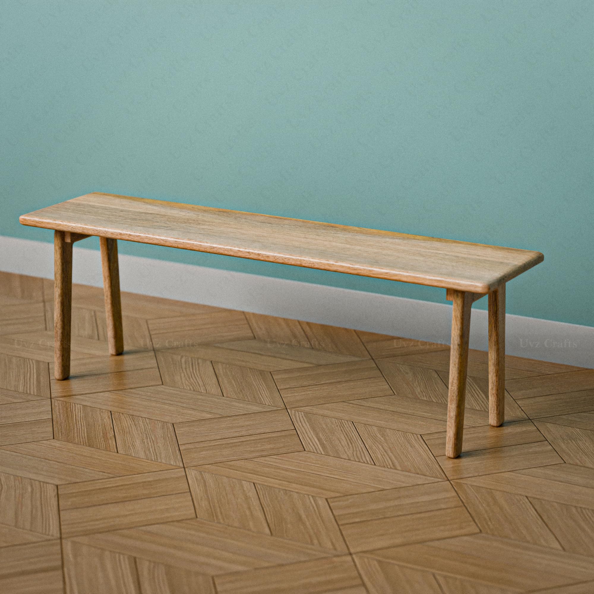 Solid Mango Wood Wooden Bench 3 Seater for Living Room & Dining | Long Wooden Bench for Sitting | White Finish | 120x30x40 cm-image-8