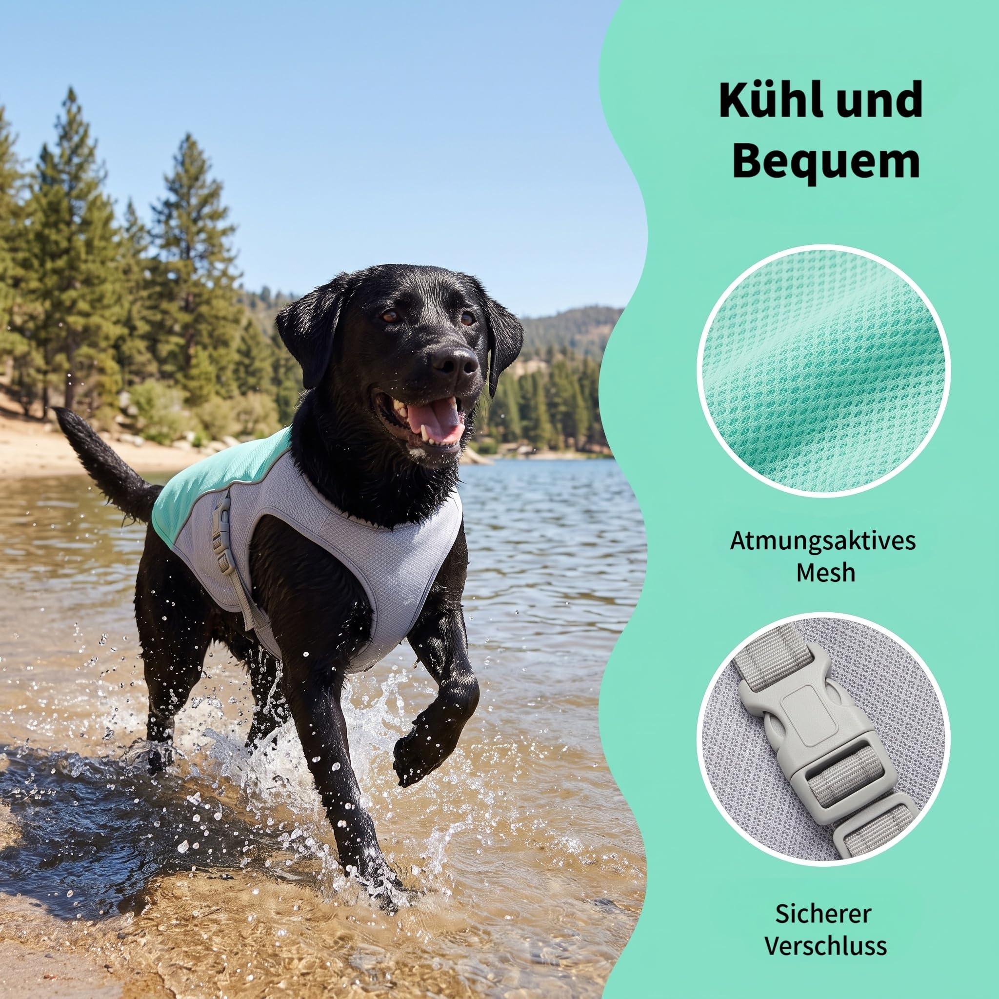 Hund Kühlweste, Kühlweste für Große Hunde, Sonnenschutz Hund Kühlmantel, Atmungsaktiv und UV-Schutz, mit Leinenring, für Outdoor Aktivitäte, Blau (2XL)