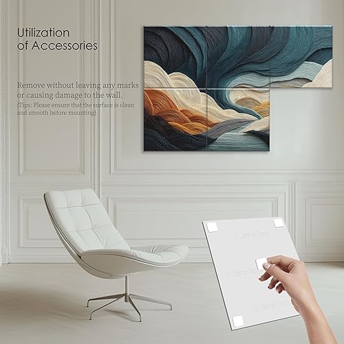 Miniatura 6 de Paquete de 6 paneles acústicos decorativos de 72 x 48 pulgadas, paneles acústicos para hogar, oficina, estudio, instalación rápida y fácil