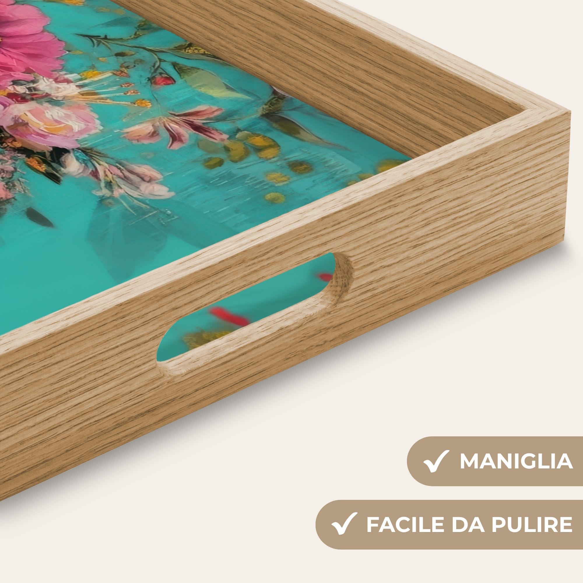 Vassoio Vassoi Da Portata Di Legno Quercia Manici Per Caffe