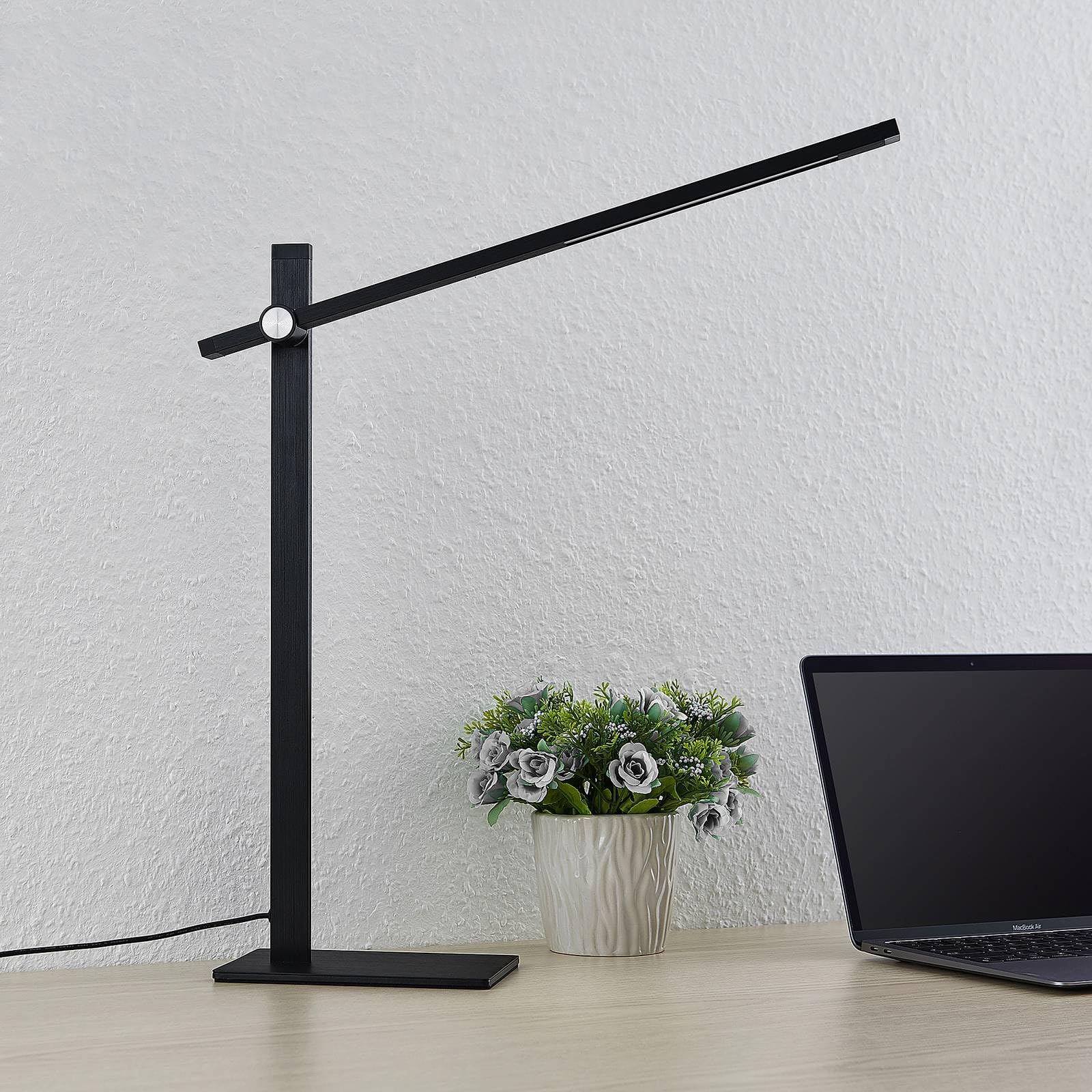 Lucande LED Tischlampe Wasko dimmbar (Modern) in Schwarz aus Metall (1 flammig,) - Tischleuchte Schreibtischlampe Nachttischlampe Arbeitszimmerleuchte | Moderne Schreibtischlampe, 3000 K, warmweiß, für Büro, Arbeitsplatz