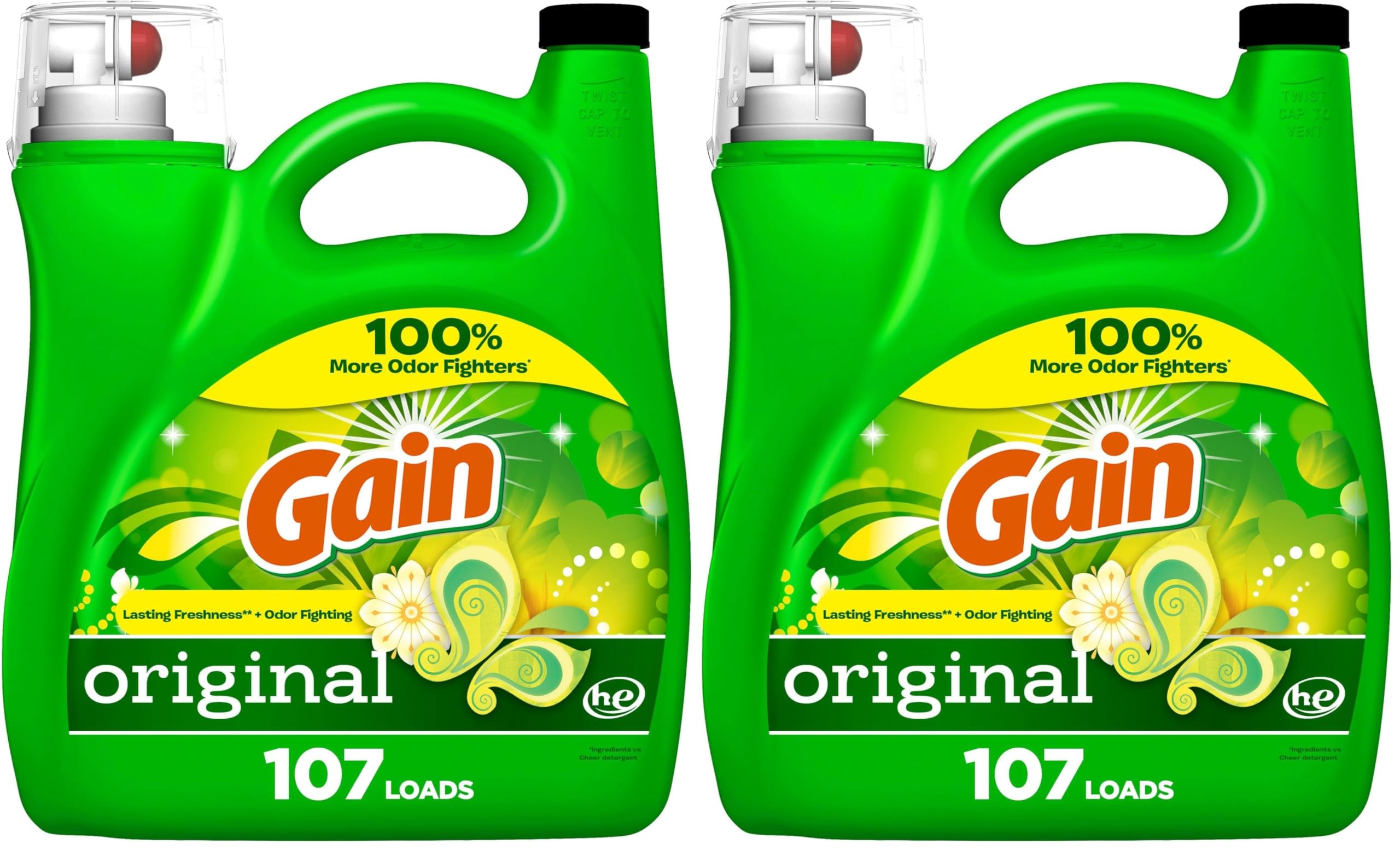 Gain Liquid Laundry Detergent, Original Scent | 107 Loads | 154 oz | HE Compatible | Pack of 2