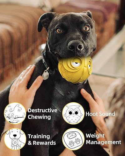 Miniatura 6 de Pelota Giggle para Perros Juguetes de Búho para Cachorro Juguete Interactivo para Perro Perros Medianos y Grandes Goma Natural Búho Lindo Diversión