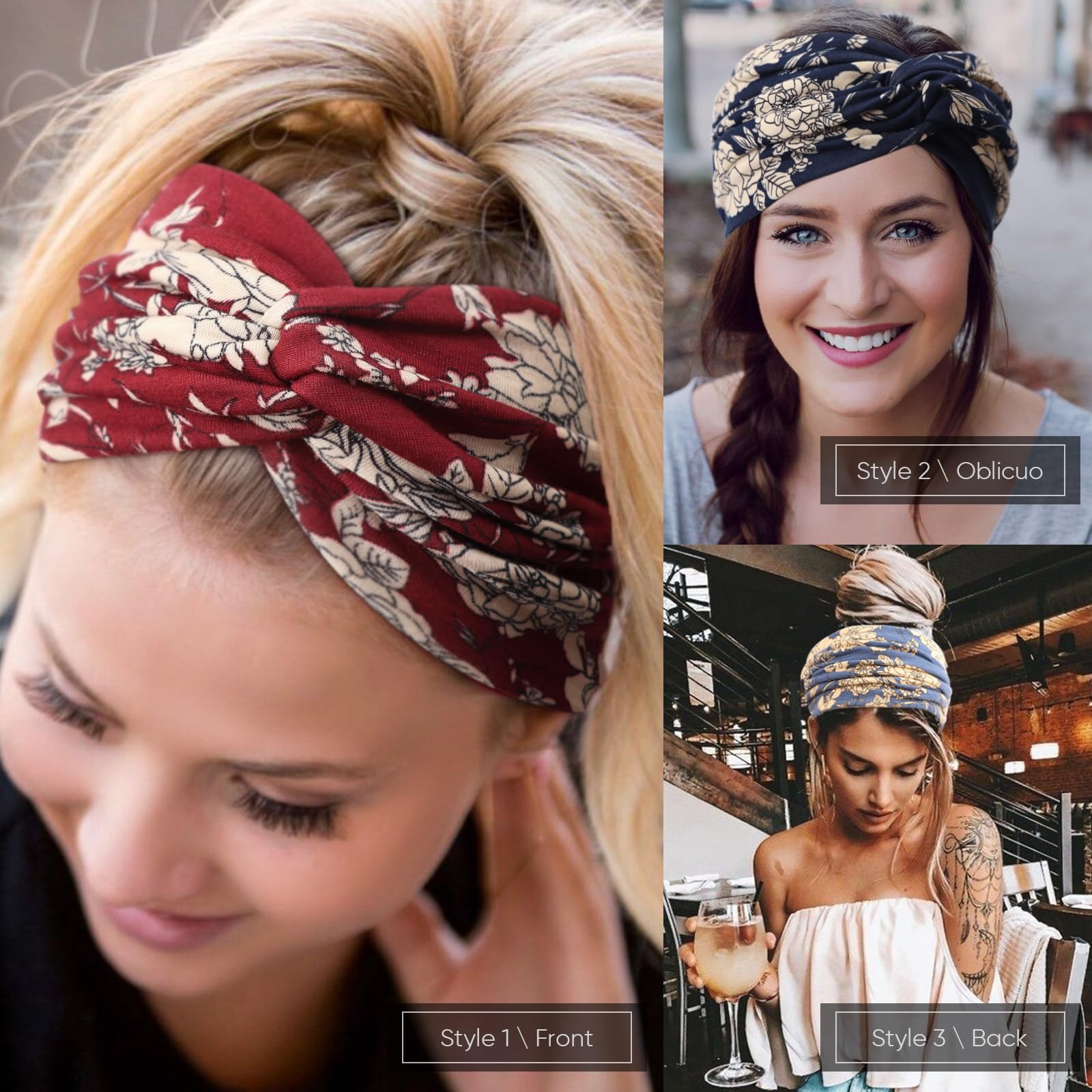 DRESHOW 6 Piezas Diademas Anchas Mujer Turbante Boho Head Wrap Elástico