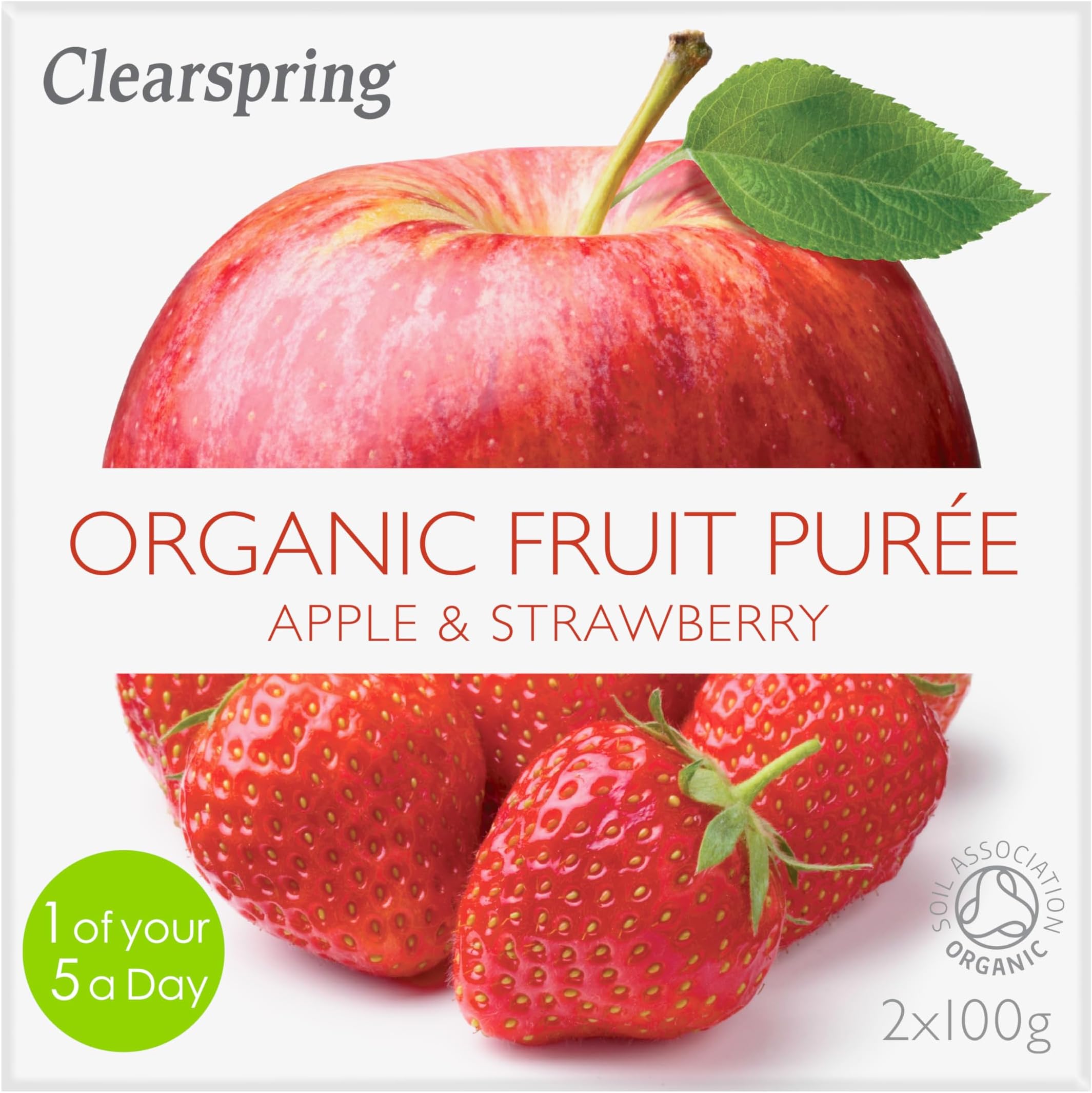 Clearspring Organic Apple and Strawberry Fruit Puree 2x100 g (Pack of 12)