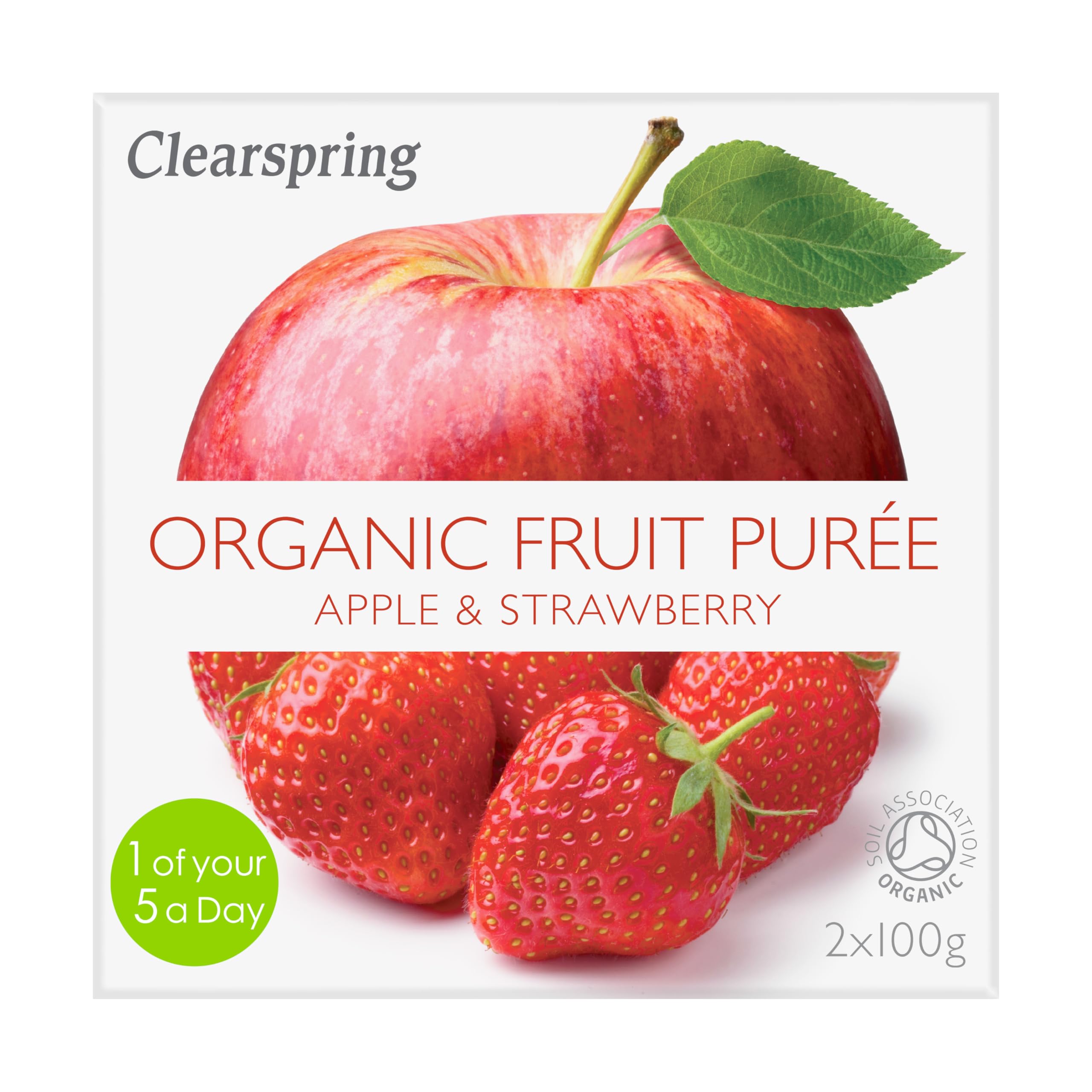 Clearspring Organic Apple and Strawberry Fruit Puree 2x100 g (Pack of 12)