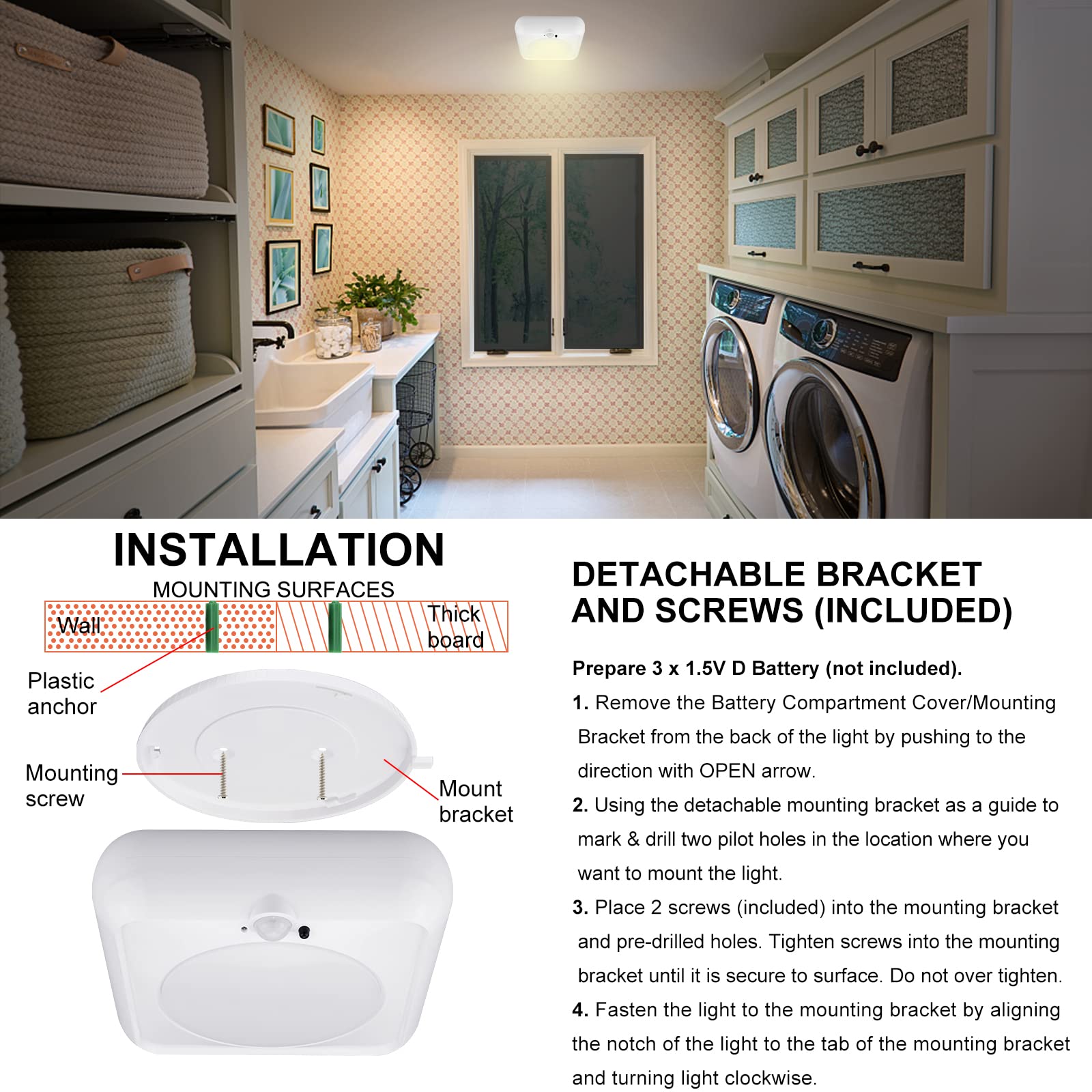 BIGMONAT Lot de 2 lampes à détecteur de mouvement à piles avec télécommande, lumière dimmable, couleur changeante, pour douche, armoire, garde-manger, couloir, chambre à coucher, 2 pièces