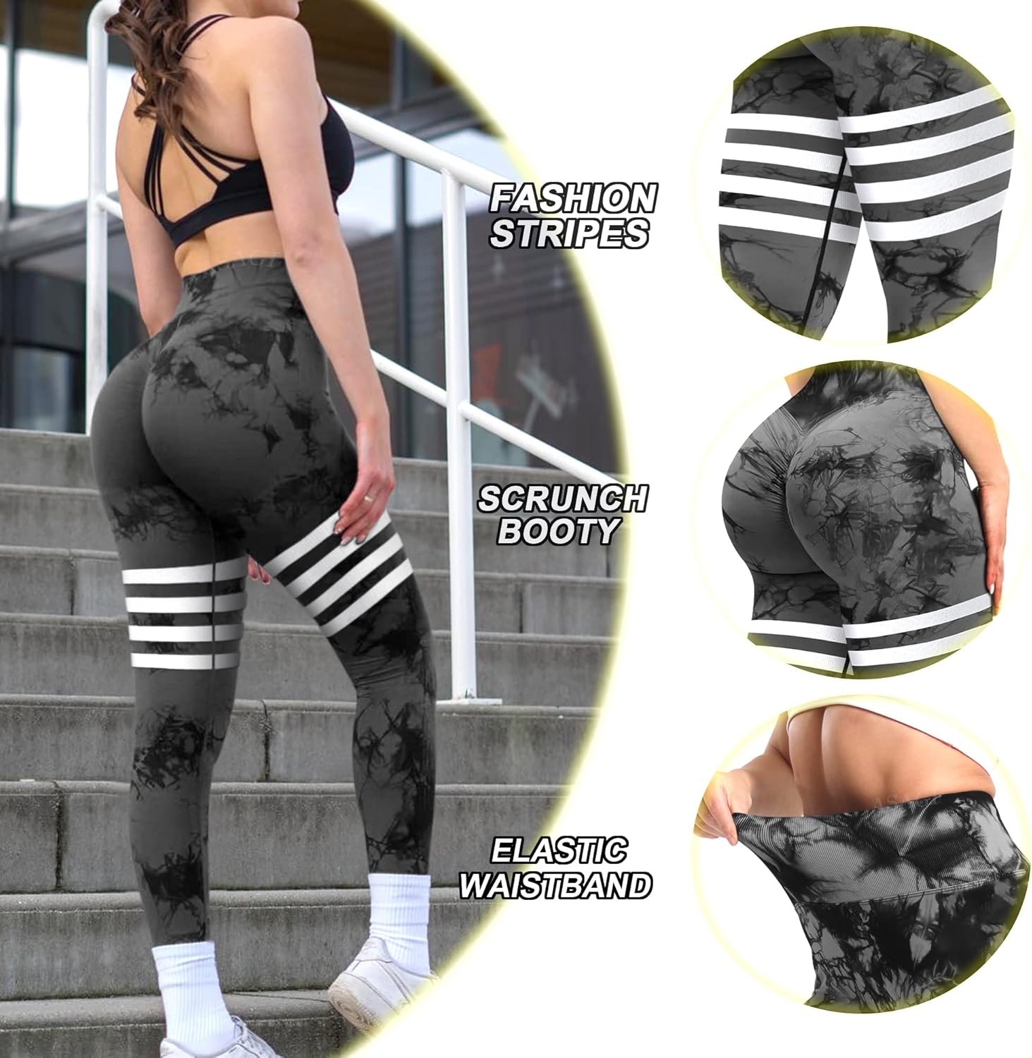 ASAGI Scrunch Butt Lifting Workout Leggings for Women High Waist Yoga Pants Amplify Gym Seamless Booty Tights - Image 6