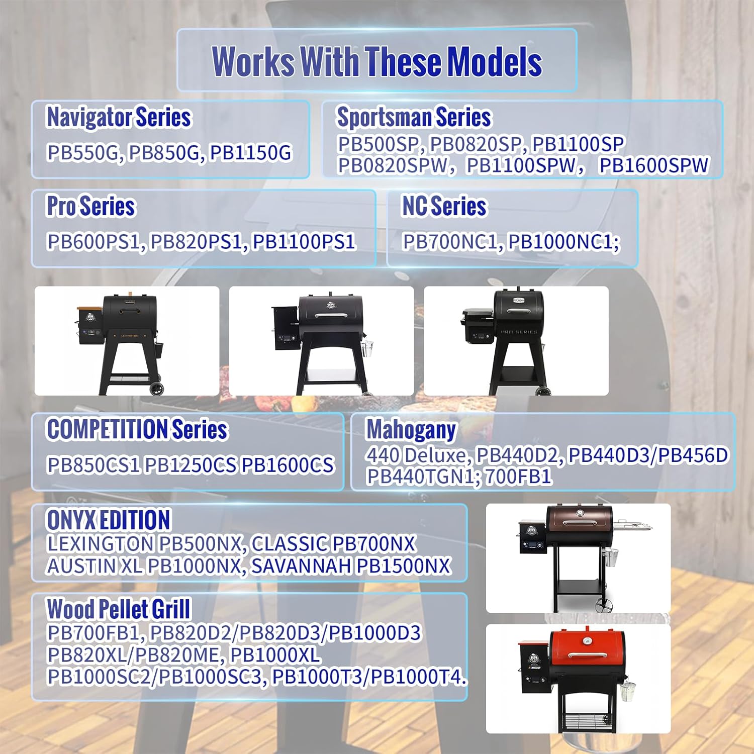 Rectangular PID Temperature WiFi Controller Replacement for Pit Boss Grills 440-1600 Navigator, Sportsman, Onyx, Pro Series, Mahogany, Competitiion -App Wireless Control Board