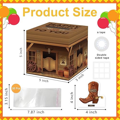 Miniatura 36 de Caja de dinero de feliz cumpleaños para regalo en efectivo, incluye tarjeta de feliz cumpleaños y 35 bolsas transparentes, divertido regalo