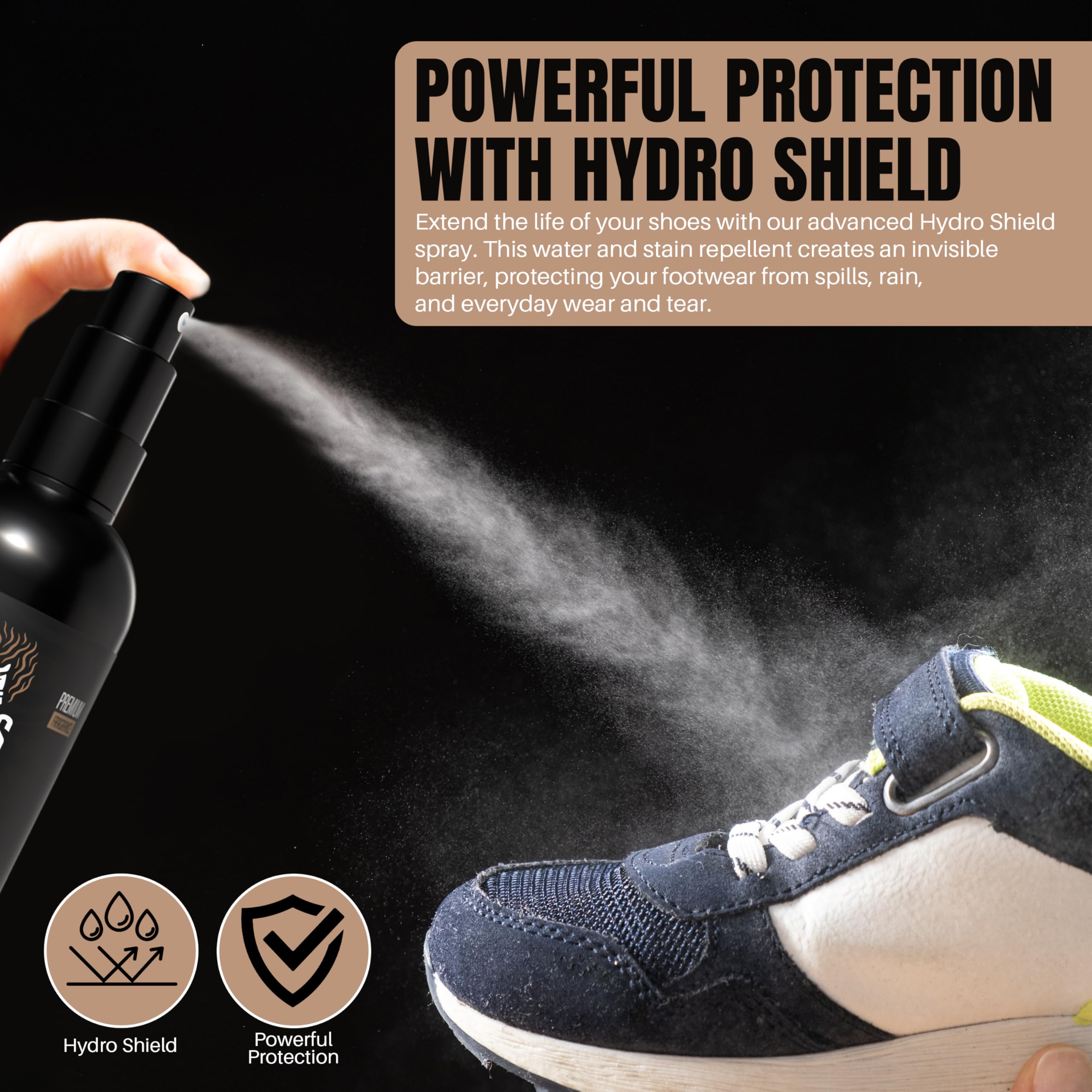 ICYKICKS - Kit de limpieza de zapatos 6 en 1 de alta calidad: líquido, espuma, repelente al agua, eliminador de olores, cepillo y toalla para tenis, cuero, lona, Multi, Standard