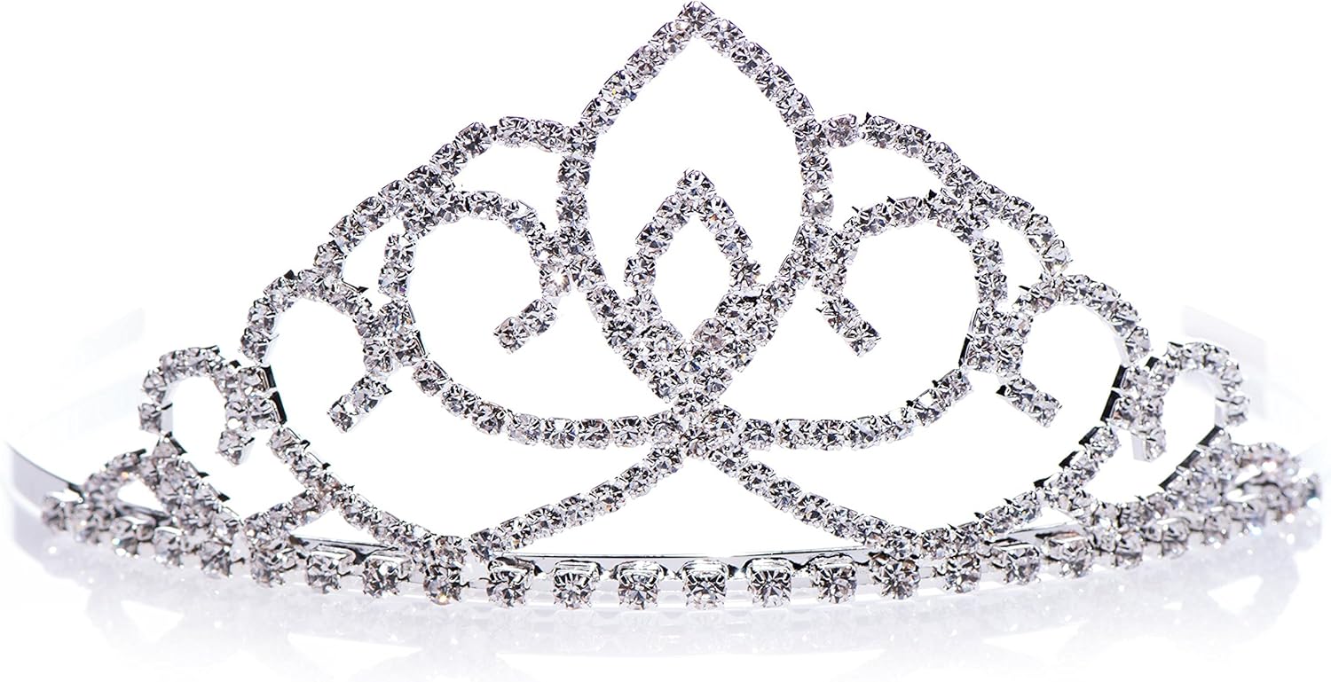 Anderson’s Sharona Rhinestone Tiara, 2 1/4-Inch Silver Crown for Women, Sparkling Clear Crystal Headpiece with Removable Combs for Weddings, Prom, Pageants & Special Events