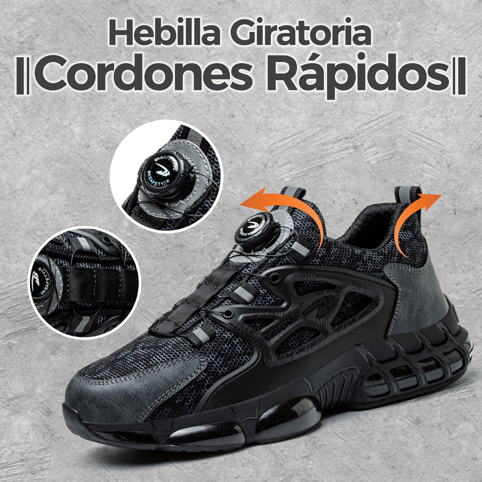 Zapatos de Seguridad para Hombre Mujer Puntera de Acero Zapatillas Trabajo Transpirable Ligero Liberación Comodo Rápida Calzado de Seguridad 36-48 EU