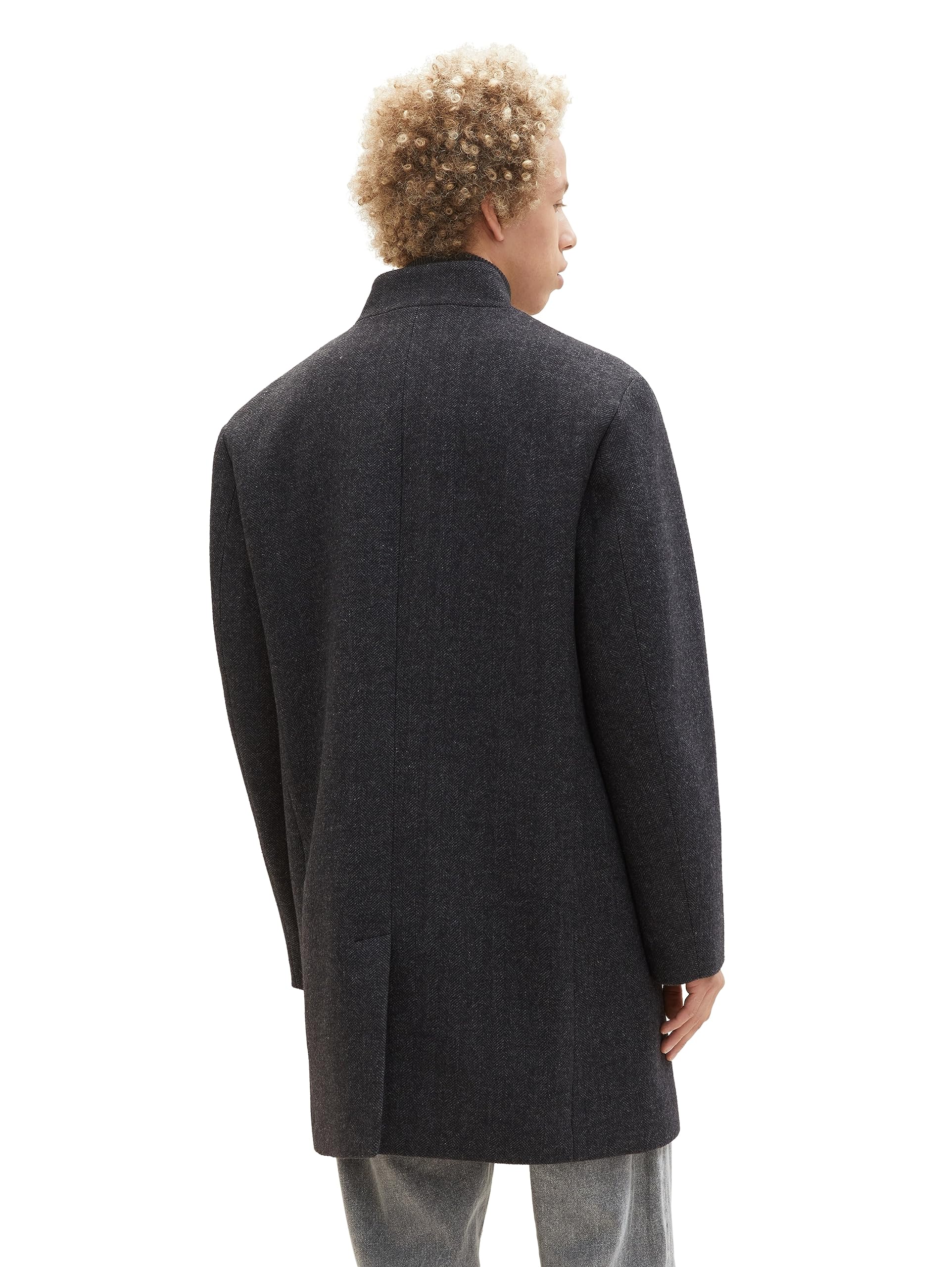 TOM TAILOR Denim Herren 3-Knopf Wollmantel mit Stehkragen