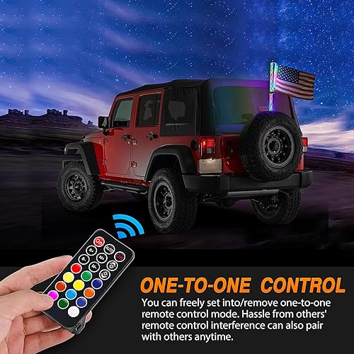 Miniatura 5 de Nilight 1 luz de látigo LED RGB espiral de 2 pies con luz RGB de persecucióndanza, control remoto RF, látigos de antena iluminados para Can-am ATV