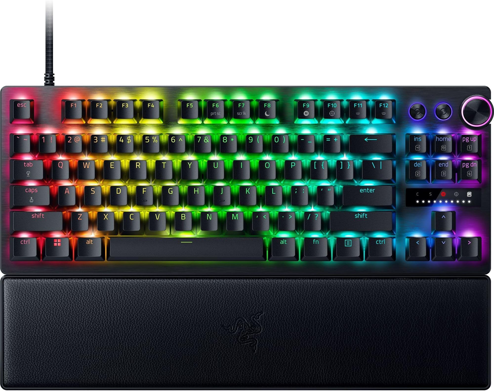 Razer Huntsman V3 Pro TKL Esports Gaming Keyboard: Analog Optical Switches Snap Tap-Rapid Trigger-Adjustable Actuation-Media Keys & Dial-Doubleshot PBT Keycaps-Wrist Rest-Black (Pack of 5)