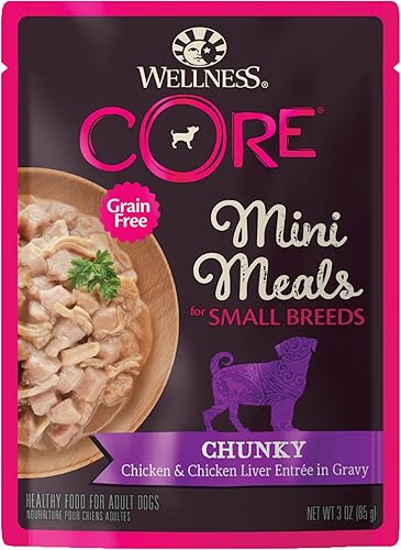Miniatura 10 de Wellness CORE - Alimento húmedo natural para perros de raza pequeña, sin granos, plato principal de pollo en paté, bolsa de 3 onzas (paquete de 12)
