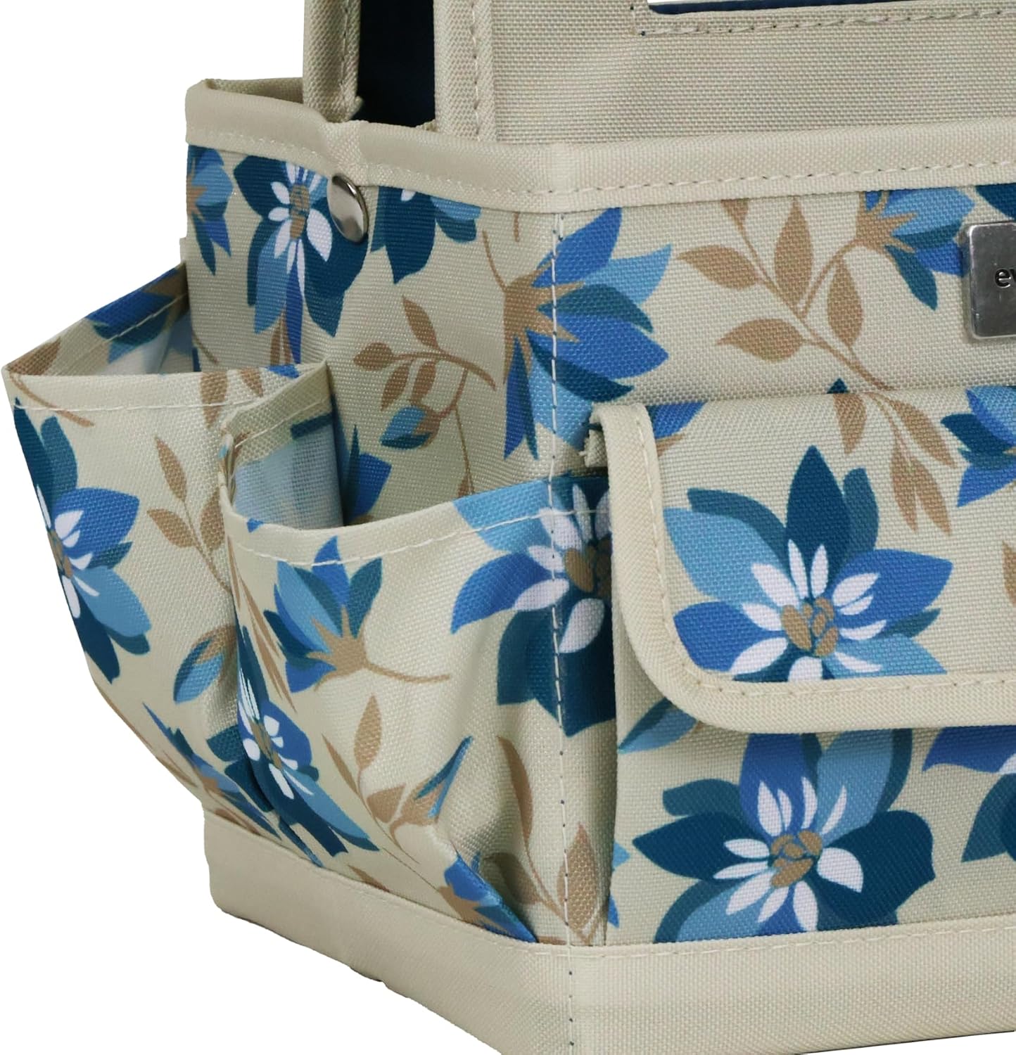Everything Mary Desktop Tote Organizer – Tan Floral Craft Bag – Portable Storage for Art Supplies, Sewing, Scrapbooking, DIY Tools & Creative Project Organization