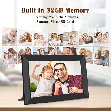 Frameo WLAN Digital Picture Frame 101 Inch HD 1280 * 800 IPS Touch Screen Electronic Photo Frame with 32GB Storage Car Rotation Easy Sharing Photos Videos via Frameo App