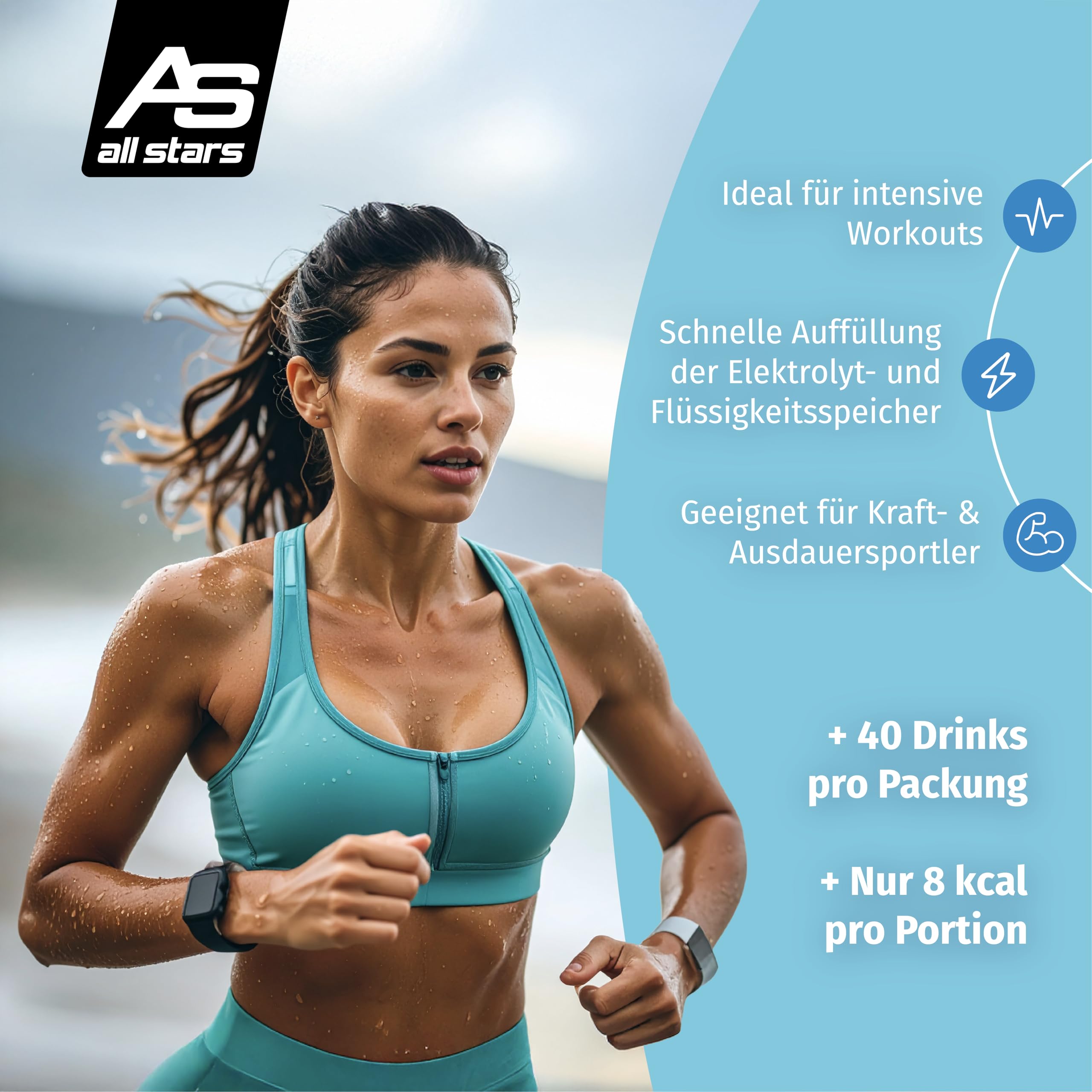 ALL STARS Hydration Electrolytes 300g Fresh Lemon - Elektrolyte Pulver ohne Zucker mit 9 essenziellen Spurenelementen & Mineralstoffen, Kalium, Magnesium, Calcium, Zink & mehr