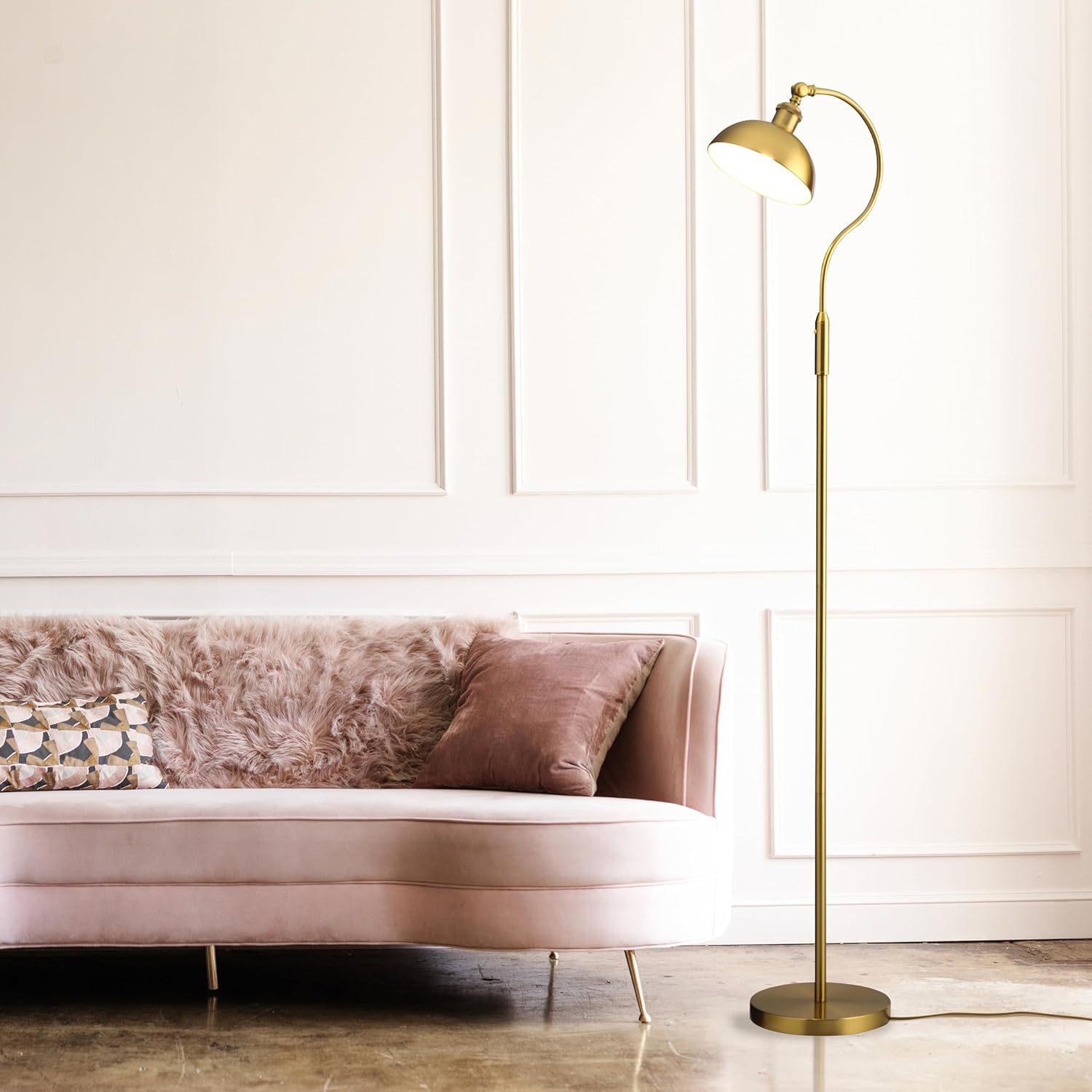 O’Bright Heritage - Banker’s Floor Lamp, 3-Level Touch Dimming, Adjustable Tilt Shade, Removable Lampshade Design, E26 Socket with 6W Dimmable LED Bulb, Gold Metal Shade, Antique Brass