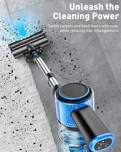 Miniatura 5 de OIIWNS Aspiradora inalámbrica, potente aspiradora de succión de 25 Kpa, batería desmontable de 40 minutos de funcionamiento, 3 modos de alimentación