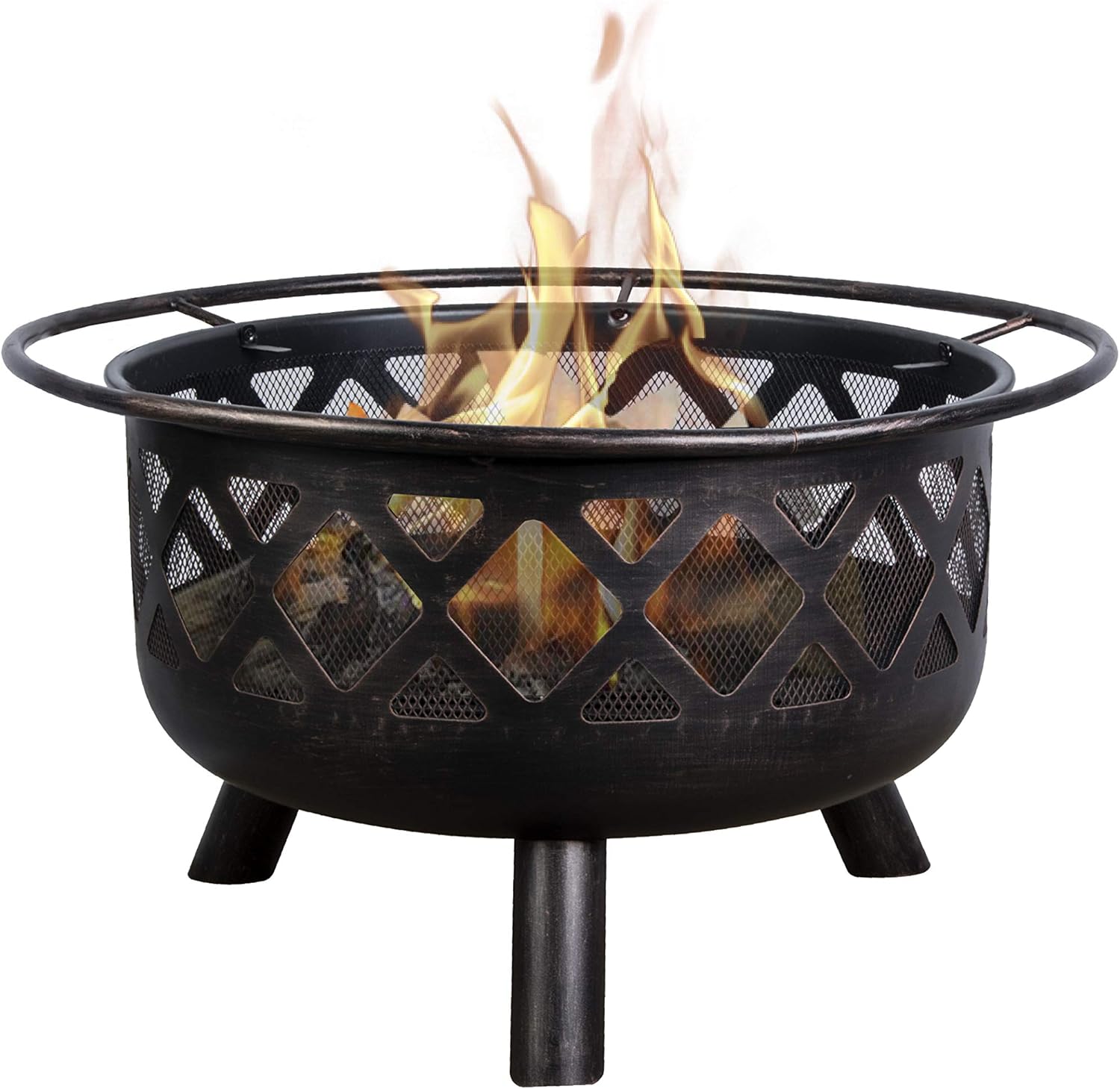 Bond Manufacturing 52121 Crofton 32" Round Wood Burning Steel Fire Pit, Brushed Bronze