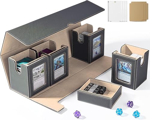 Miniatura 8 de UAONO Card Storage Box with Dice Tray for MTG Yugioh, 5 in 1 Card Deck Case Holds 900+ Unsleeved Cards, Strong Magnet Card Organizer Compatible with