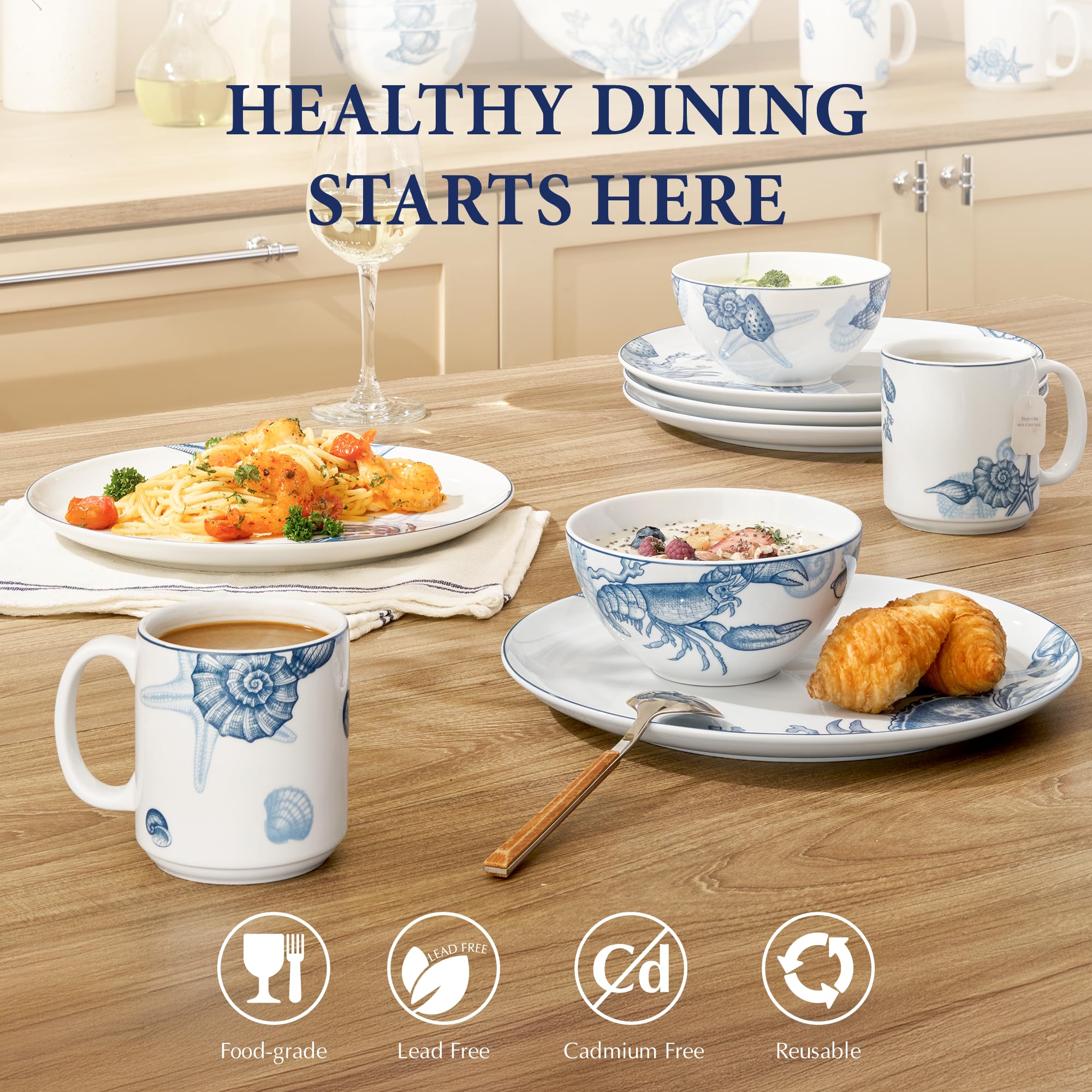 Amazon.com | Minh Long 17 Oz Porcelain Soup Bowls Set of 6