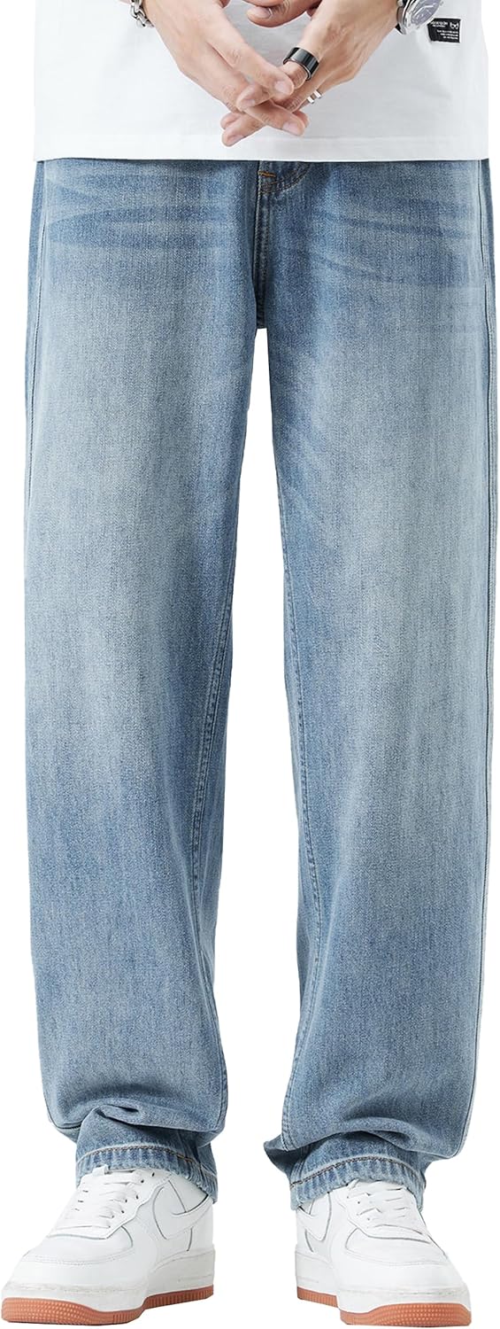 DOSLAVIDA Mens Jeans Regular Fit Ripped Jean Relaxed Fit Straight Leg Distressed Skateboard Denim Pants - Image 4