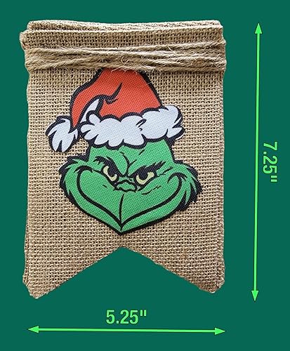 Miniatura 3 de Guirnalda de Grinch con texto en inglés "Merry Grinchmas", decoración de Navidad, guirnalda de manto, decoración de chimenea para fiesta de Navidad