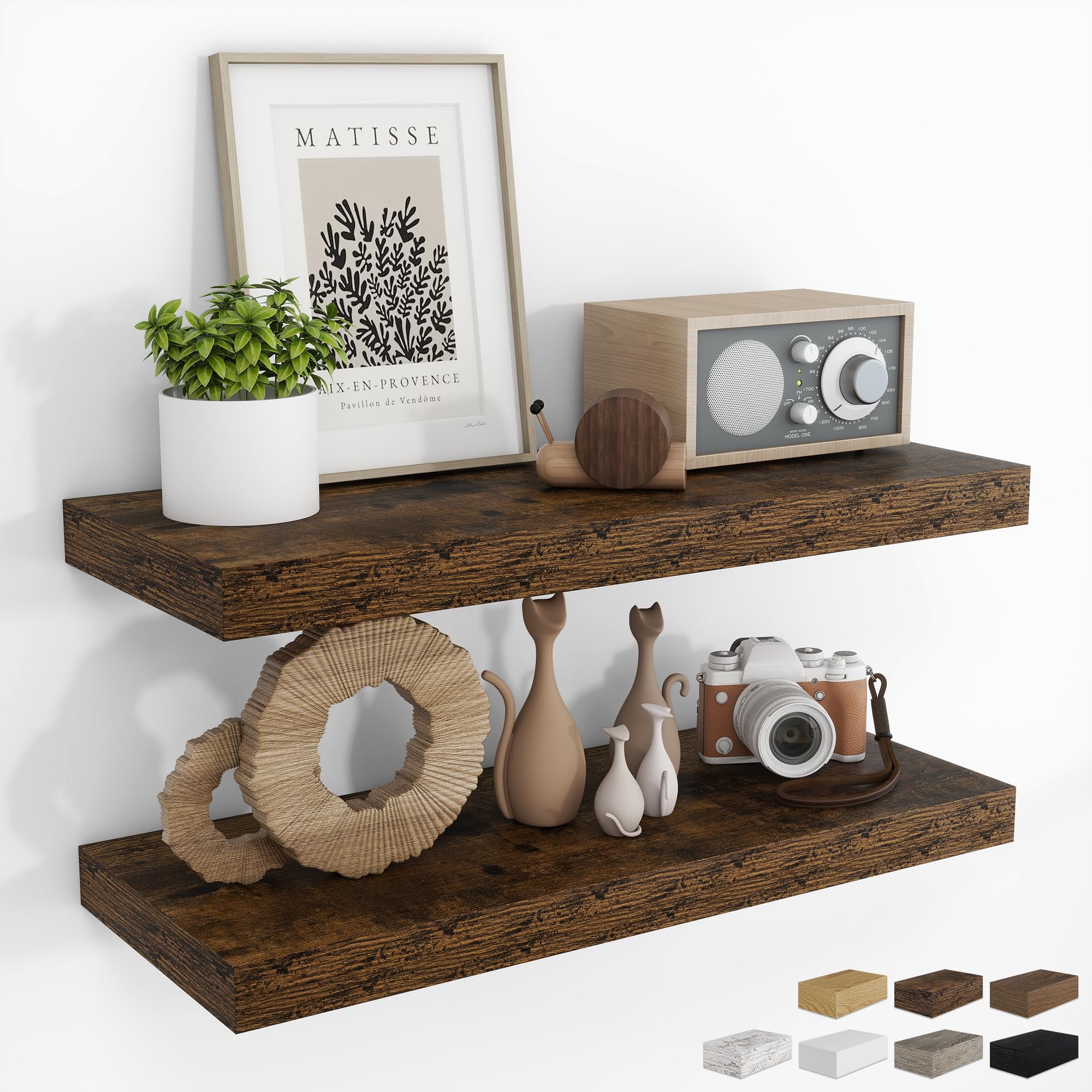 RICHFOCUS Bathroom Floating Shelves for Wall 2Pack|Rustic Brown|28" L