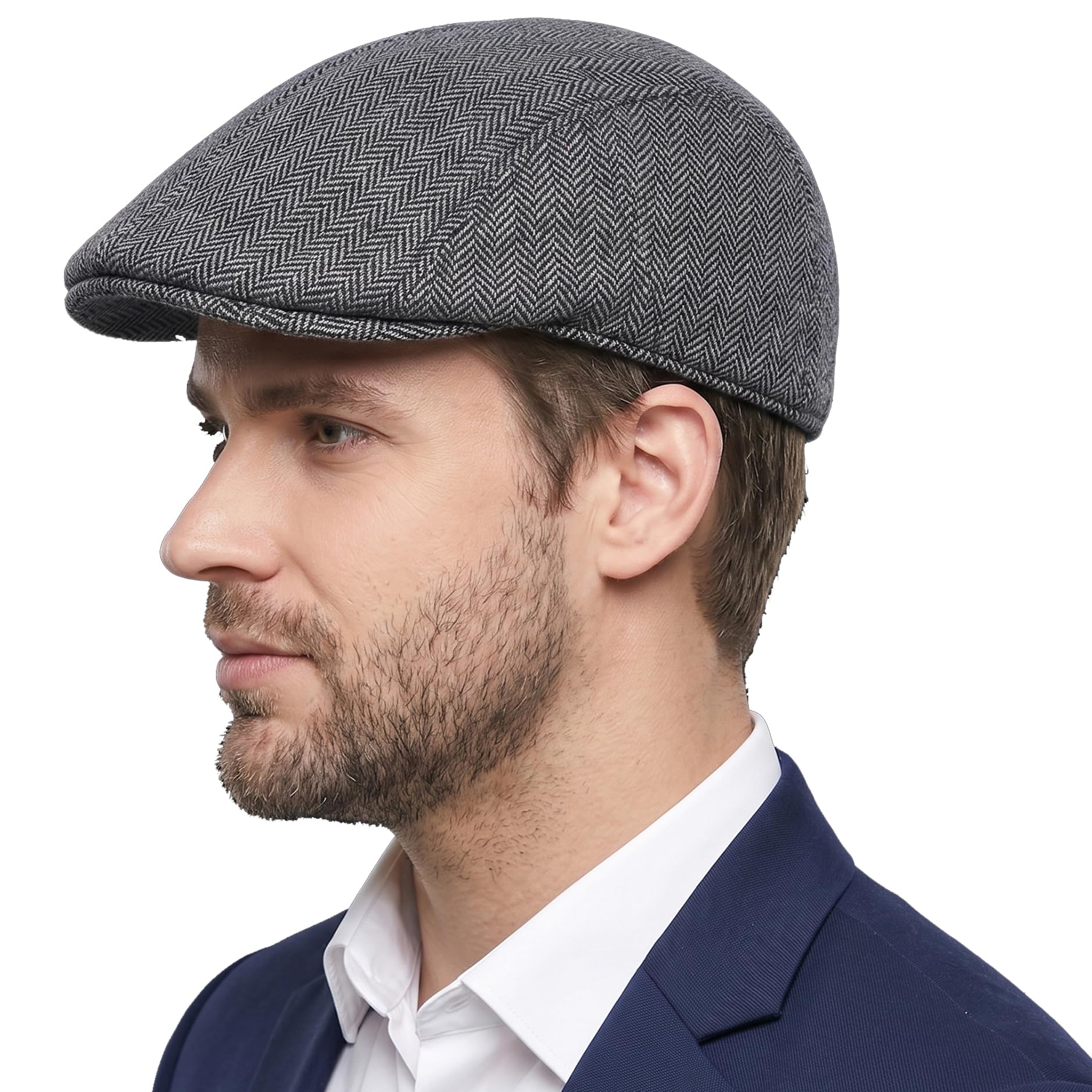 RR DESIGN Ivry/Golf/Flat Tweed Newsboy Hat for Men - Black Peaky Blinder Pattern - Free Size - Pack of 1 4