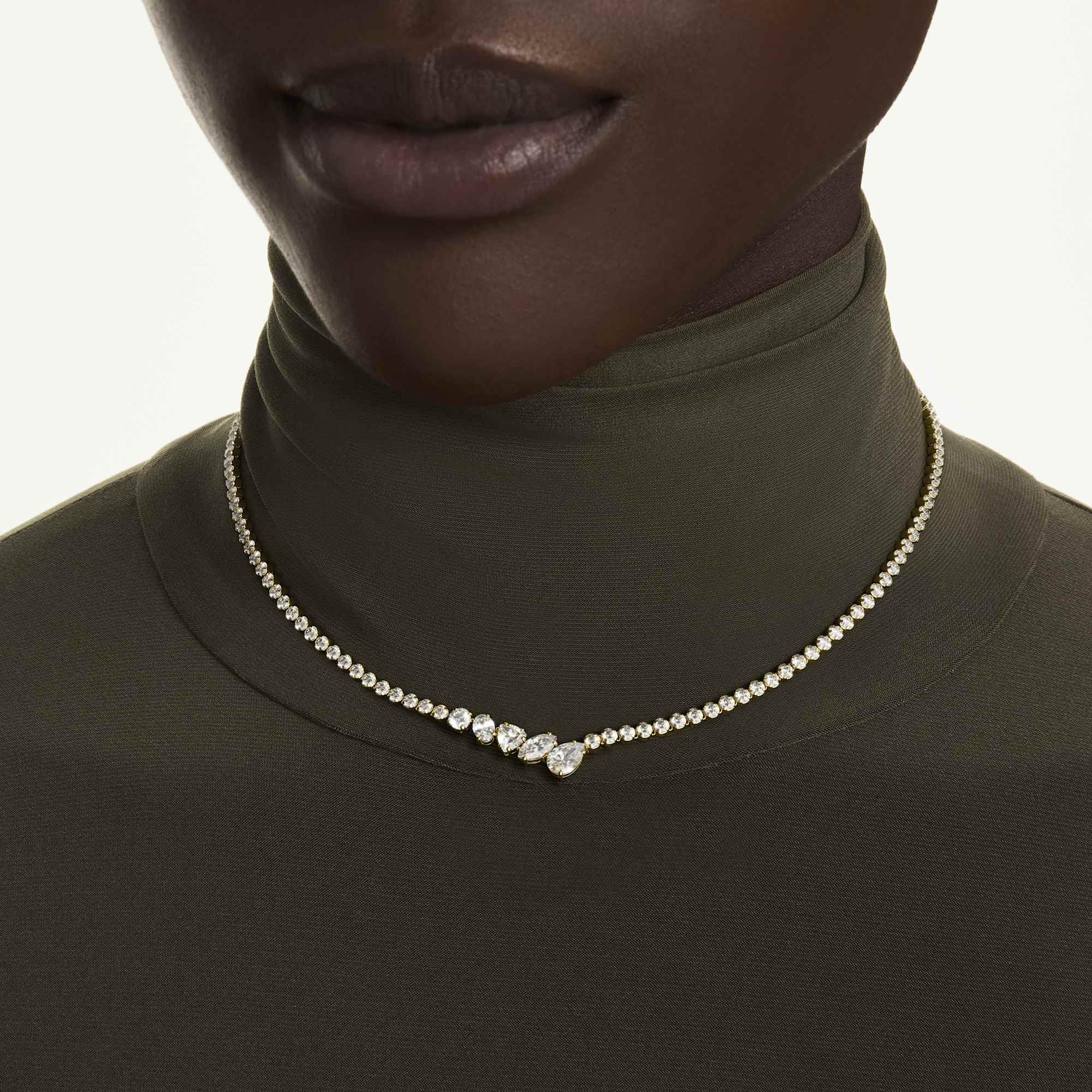 Swarovski Mesmera Collier, Tailles Mixtes, Blanc, Finition Dorée 18 Carats