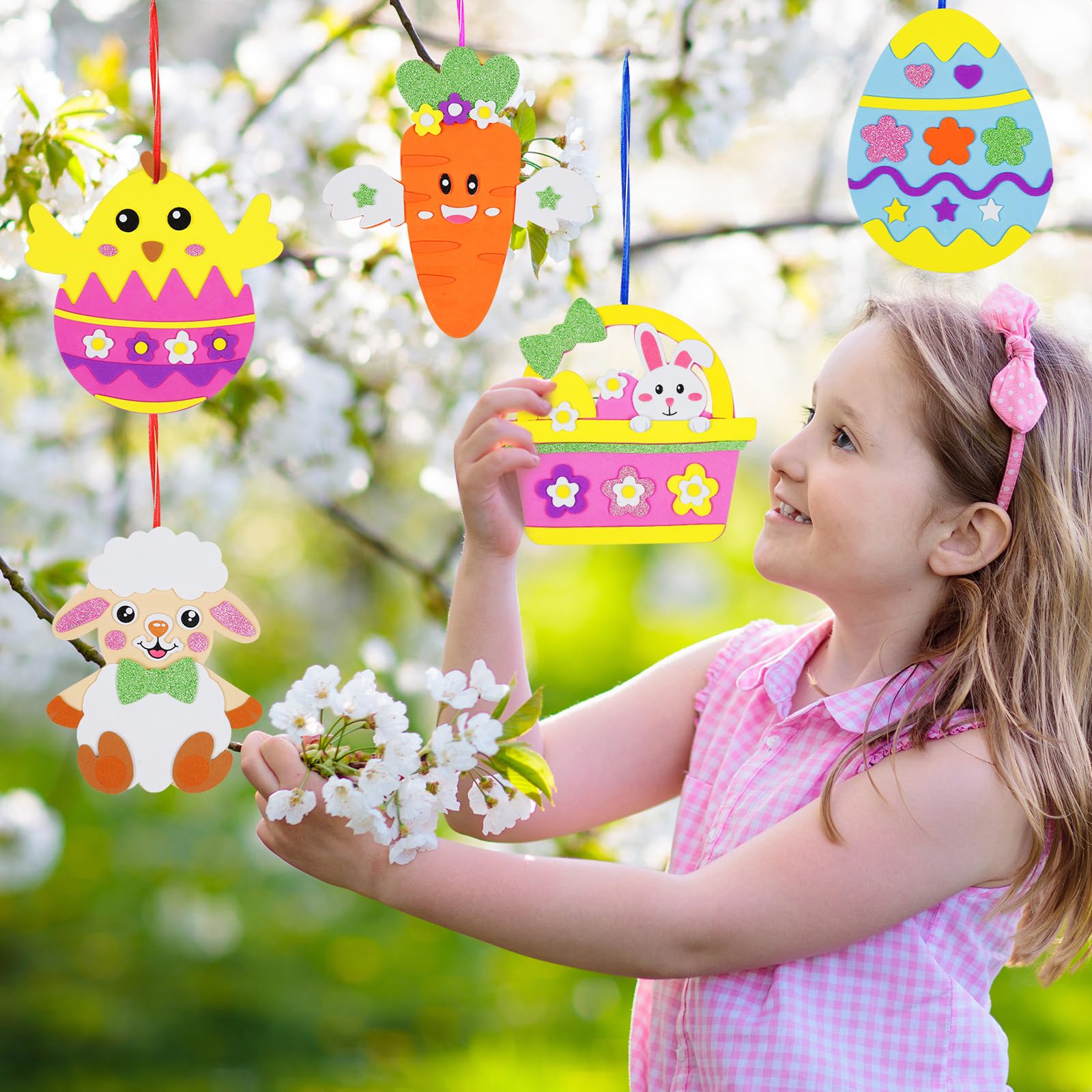 Kit Créatif Pâques En Bois à Peindre - 12 Modèles (lapin, œuf...) Avec Accessoires Pour Carillon à Vent