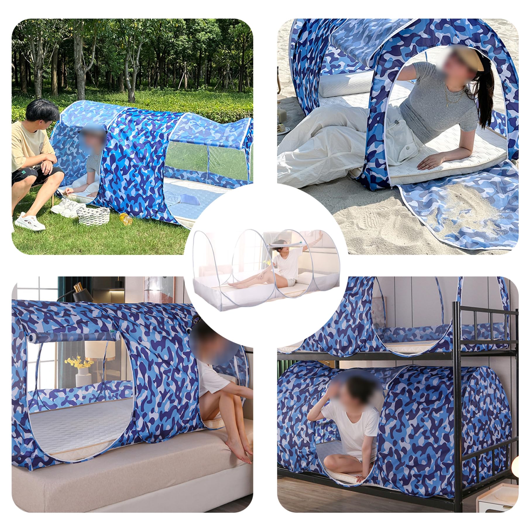 Neta de Mosquitos para la Cama 75x35x35in Pop-Up Tienda de mosquitera Transpirable Plegable con Puerta de poliéster de la Puerta con Cremallera Tienda de Malla de poliéster para Acampar, Dormitorio