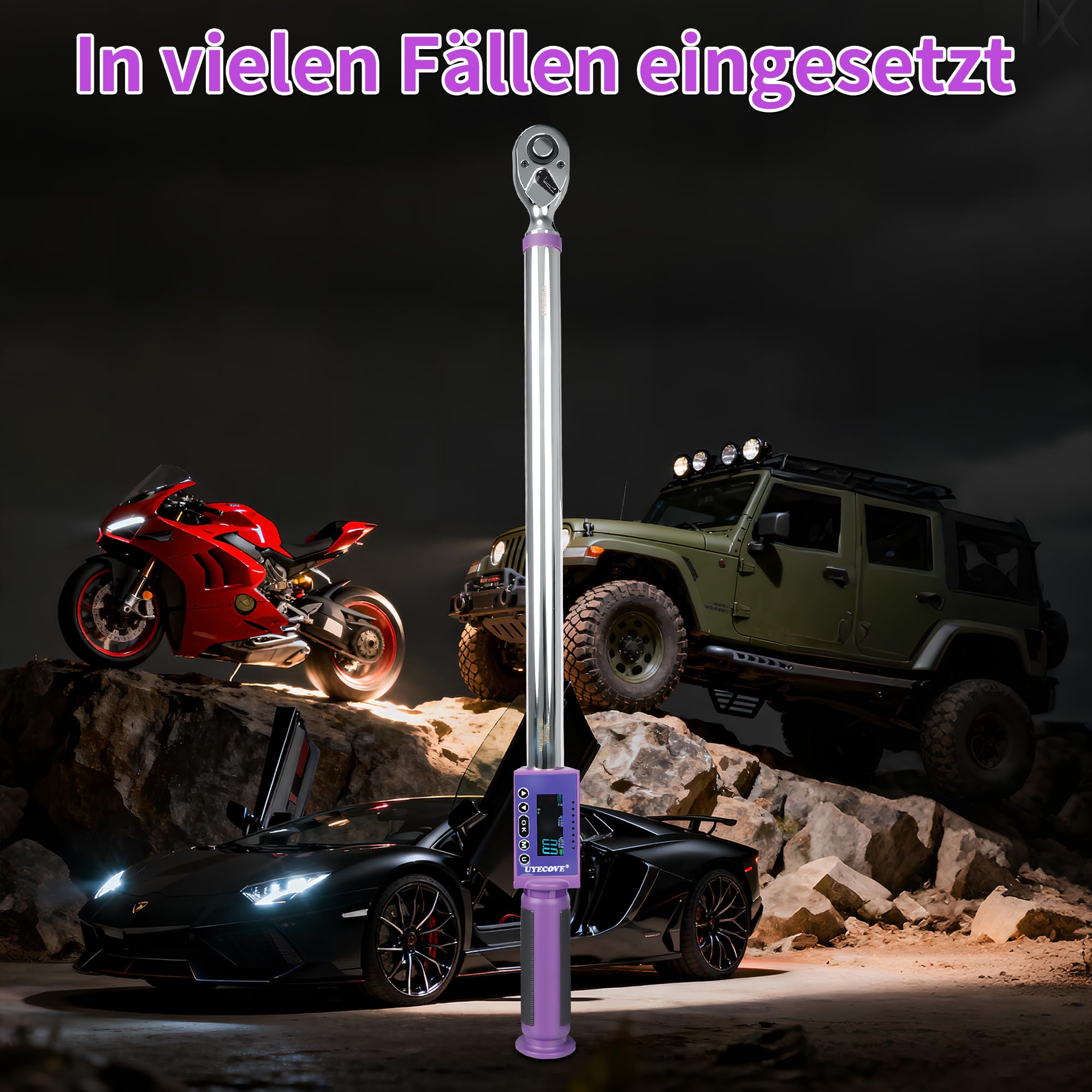 Digitaler Drehmomentschlüssel 1/2 Antrieb, 20-400Nm, ±2% Hohe Genauigkeit Digitaler Drehmomentschlüssel, mit Vibration, Buzzer und LED-Alarm